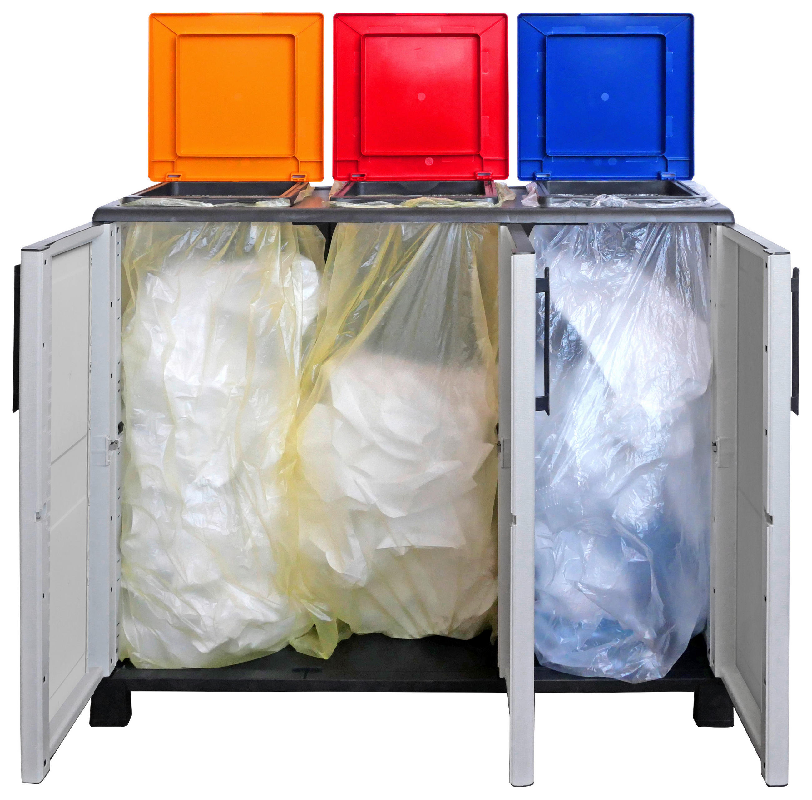 Thumbnail - ArtPlast Mülltrennungsschrank Idea hellgrau Kunststoff B/H/T: ca. 102x90x37 cm