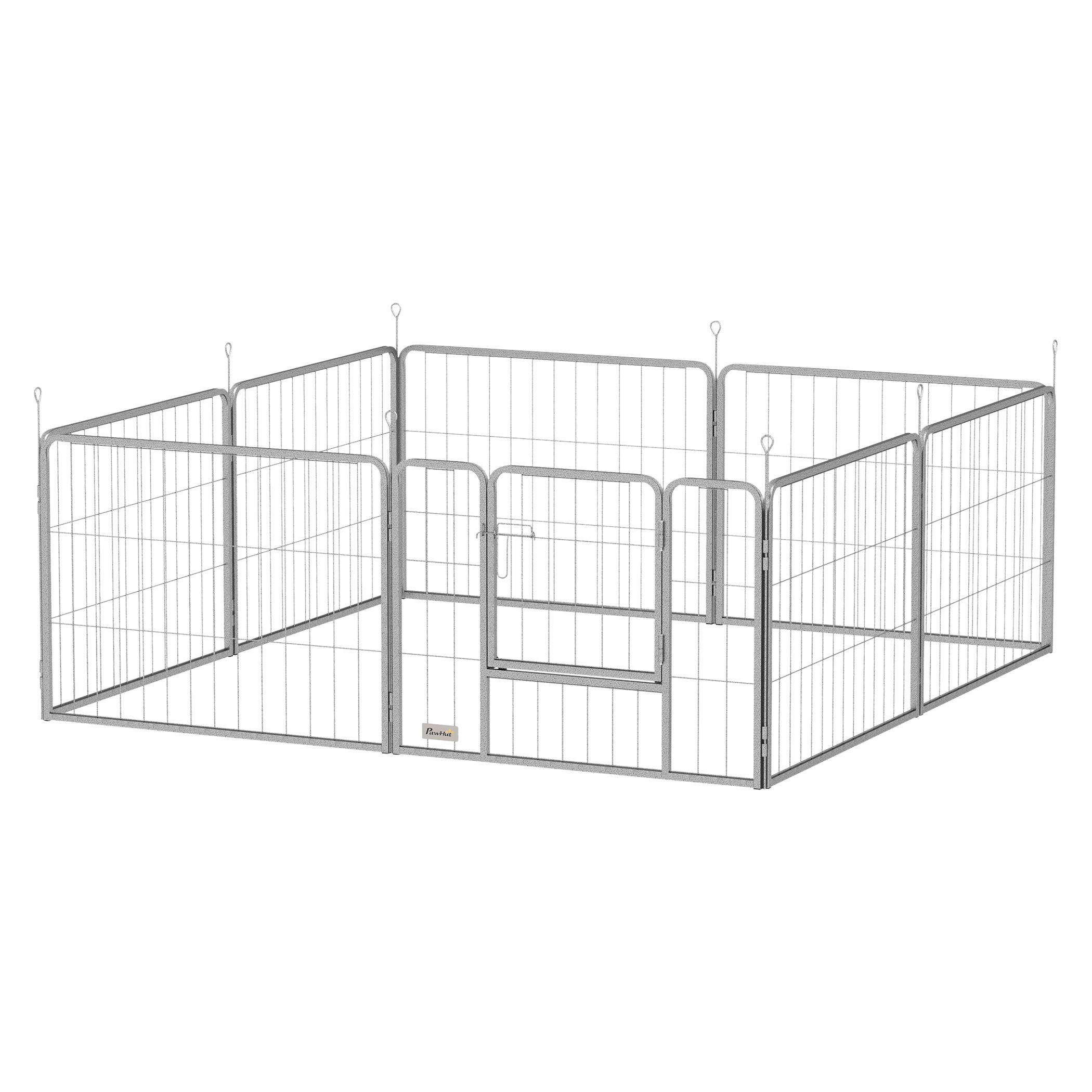 PawHut Welpenauslauf silber Stahl B/H/L: ca. 160x60x160 cm