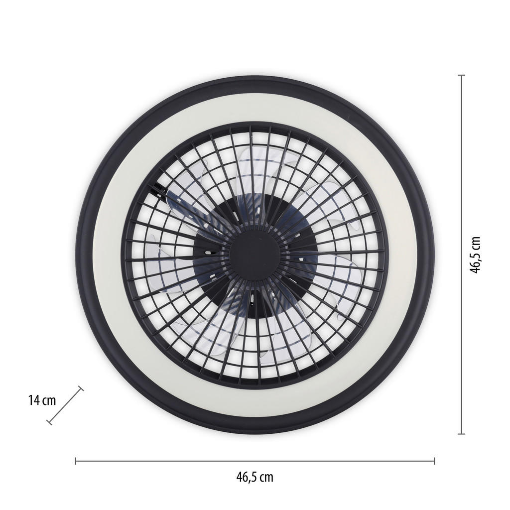 Thumbnail - Just Light LED-Deckenventilator Brandon schwarz B/H/L: ca. 45,5x14x45,5 cm max. 36 W