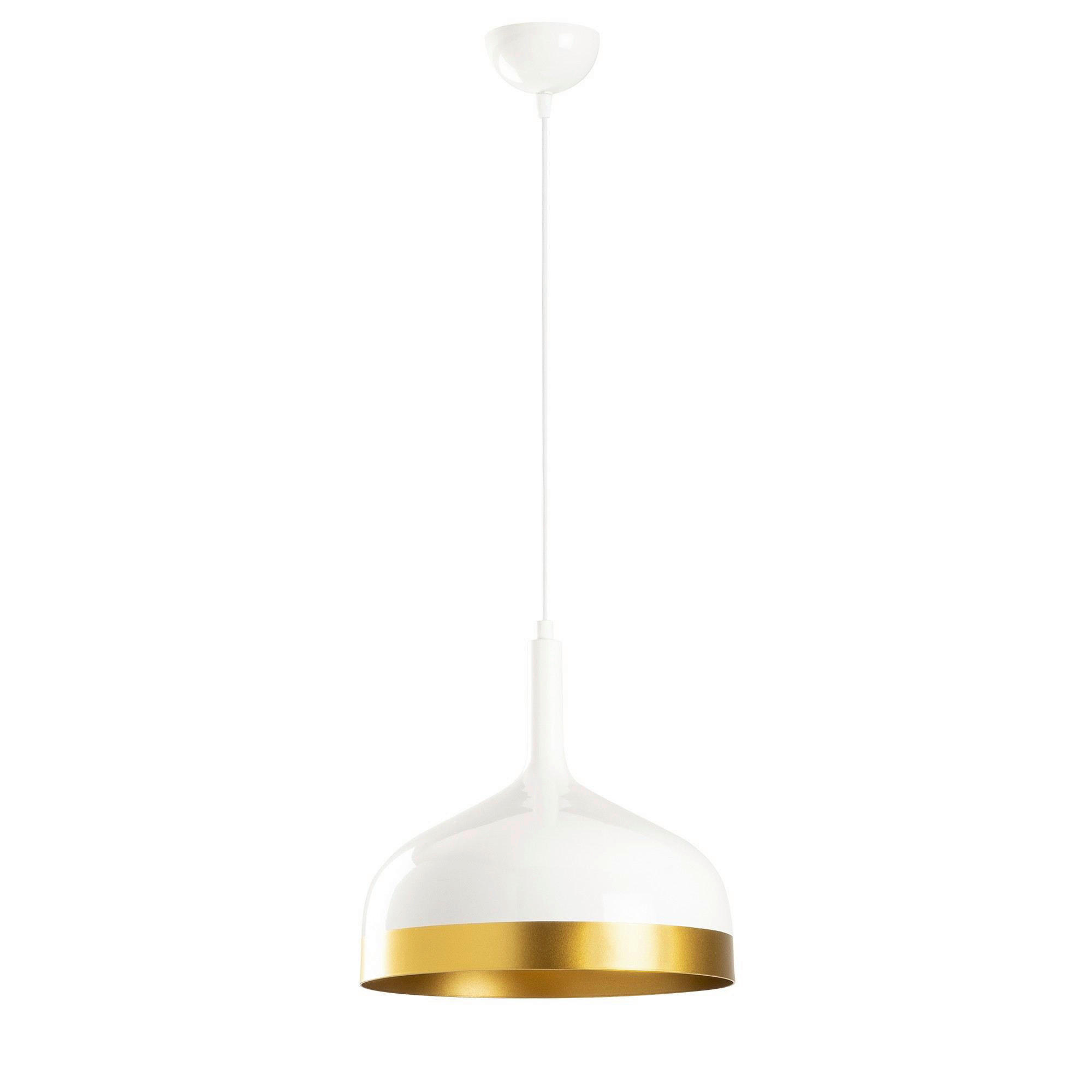 Opviq Pendelleuchte Saglam-3724 weiß gold B/H/T/L/D: ca. 30x128x30x30x30 cm E27 1 Brennstellen