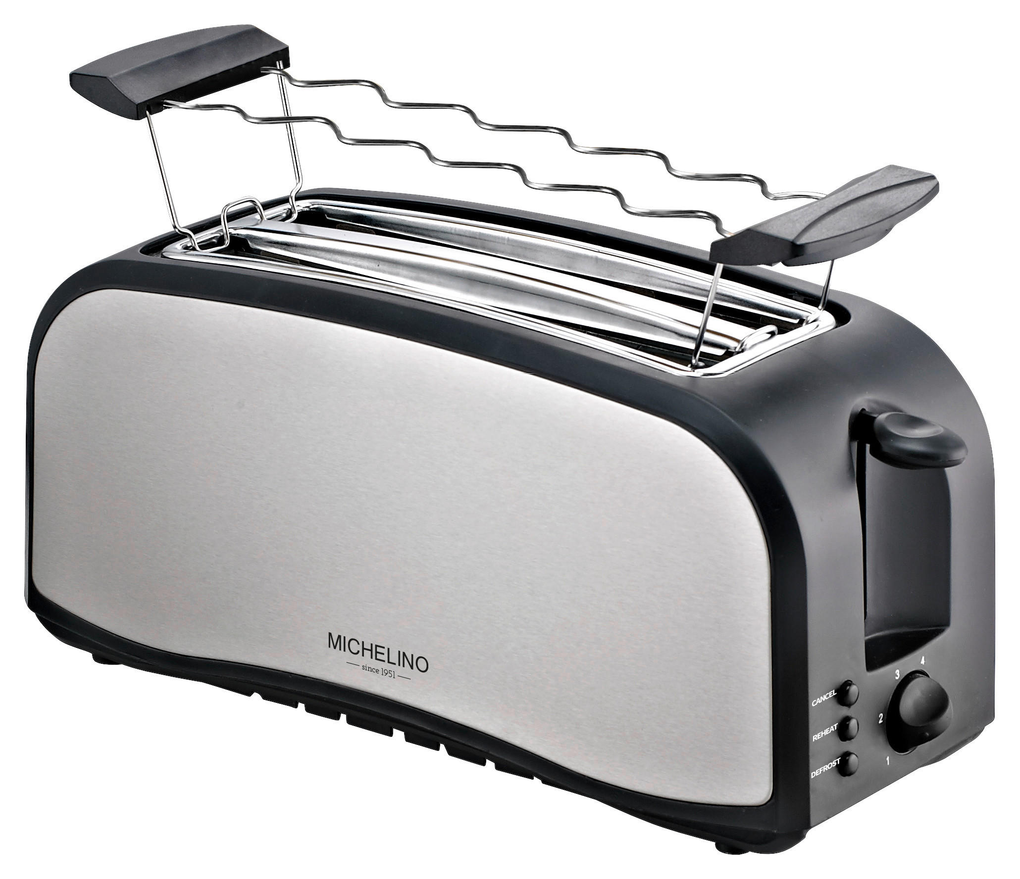 MICHELINO Toastautomat 74292 Edelstahloptik schwarz Edelstahl Kunststoff B/H/L: ca. 14x20x17 cm