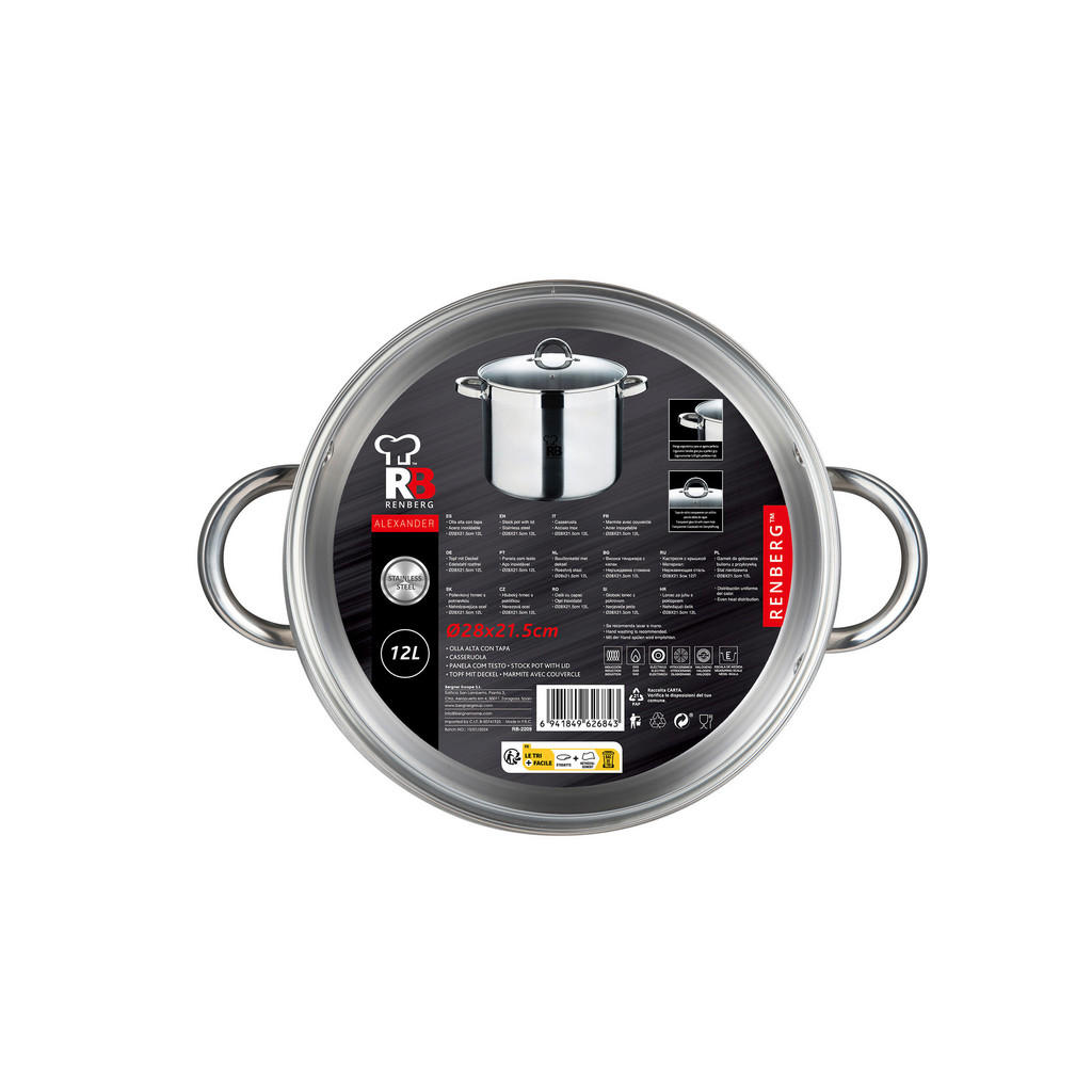 Thumbnail - BERGNER Großraumtopf Alexander silber Edelstahl H/D: ca. 21,5x28 cm