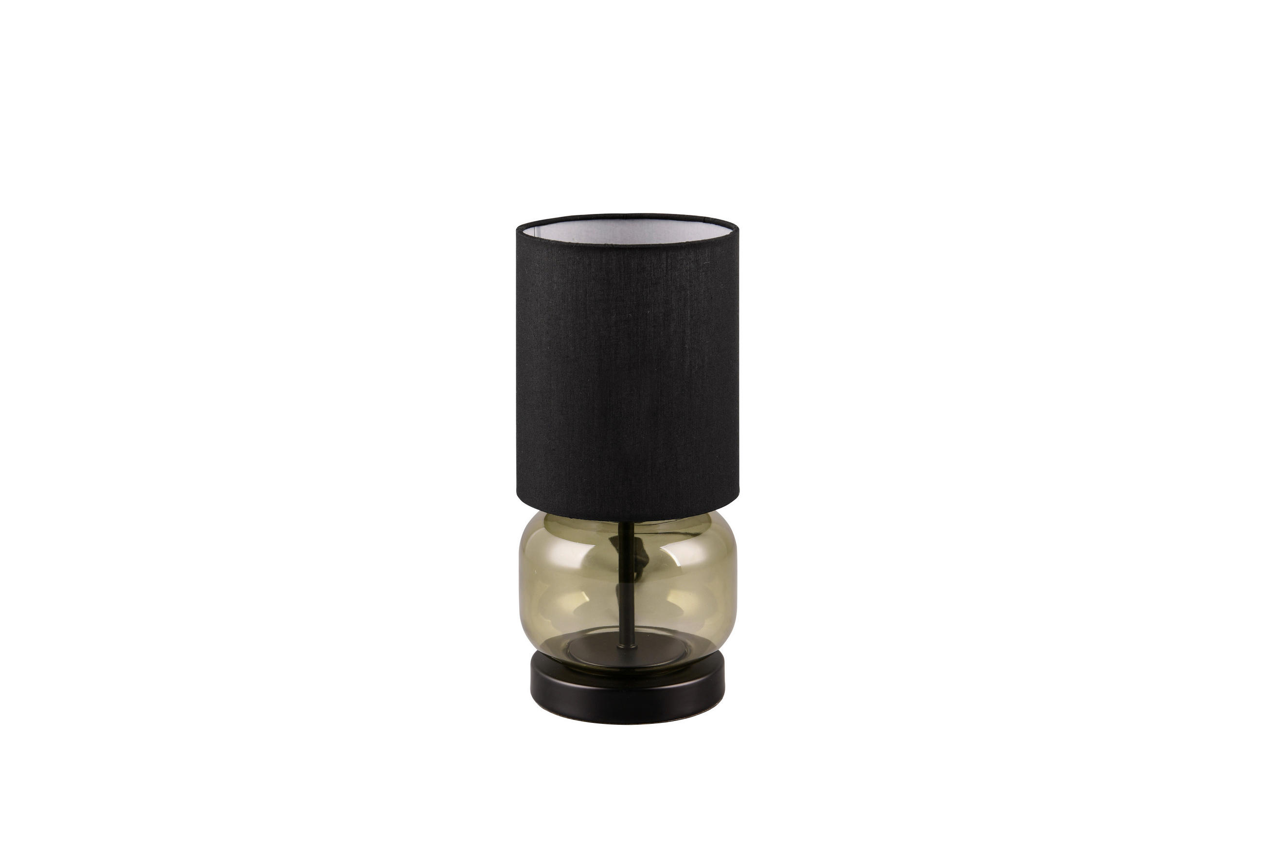 Reality Tischleuchte Elio schwarz Metall Stoff Glas H/D: ca. 28,5x13,5 cm E27 1 Brennstellen