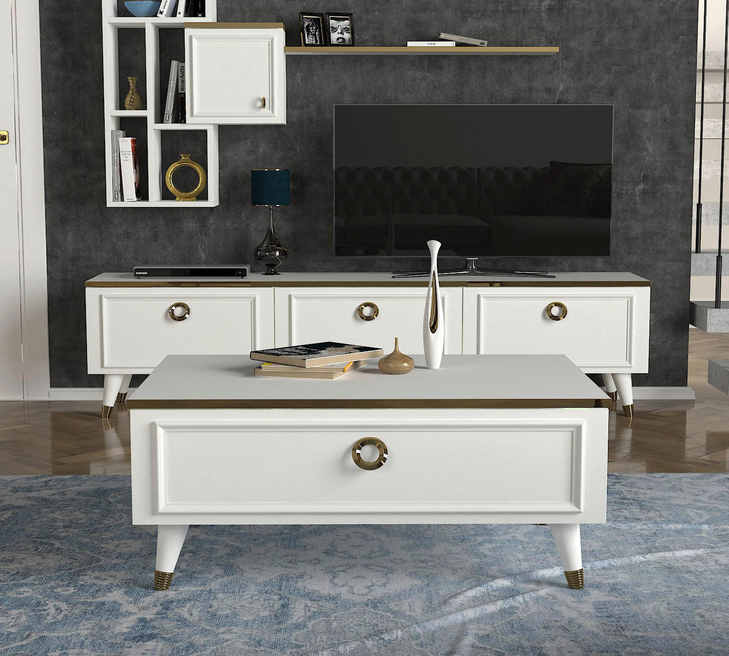 Thumbnail - Couchtisch Cornelia weiß B/H/T: ca. 90x40x38,2 cm