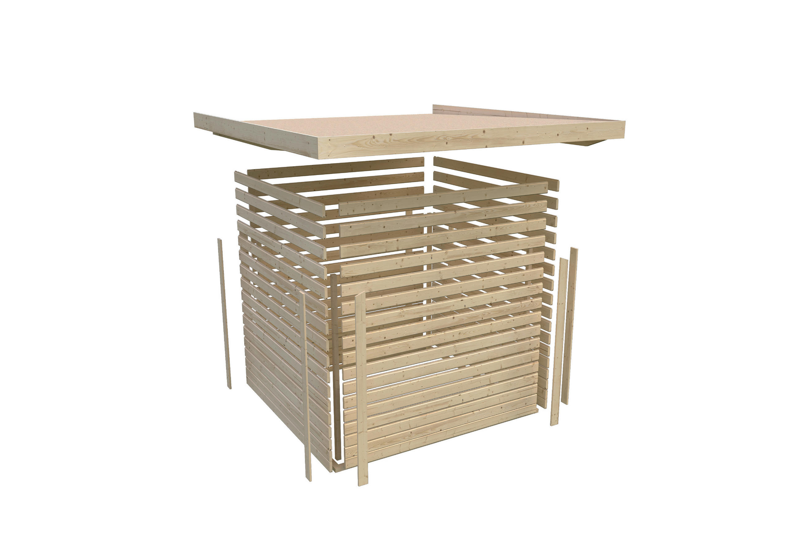 Thumbnail - Karibu Gartenhaus Leon 3,5 grau B/H/L: ca. 242x211x242 cm