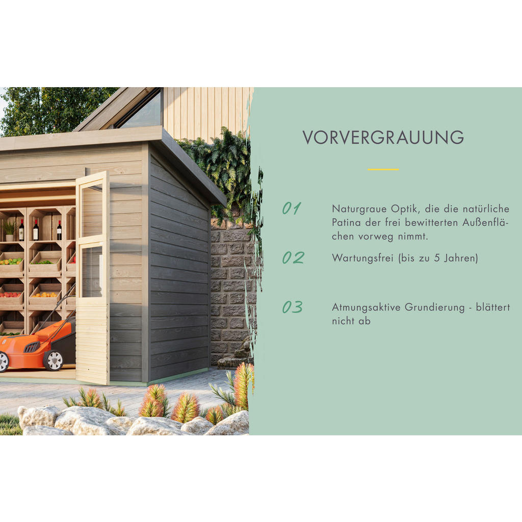 Thumbnail - Karibu Gartenhaus Tony 0 grau B/H/T: ca. 182x219x126 cm