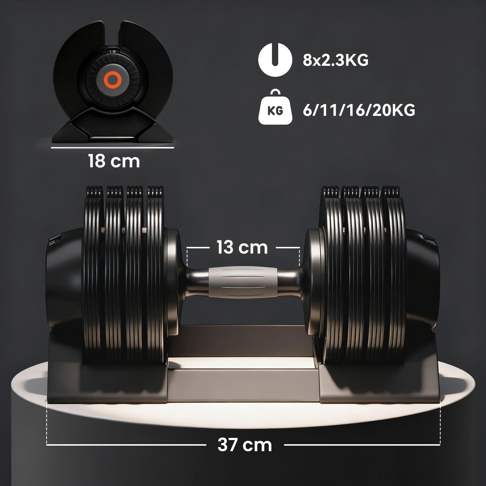 Thumbnail - SPORTNOW Hanteln schwarz Kunststoff B/H/L: ca. 18x18x37 cm