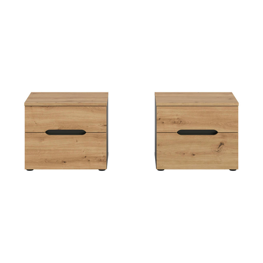 Thumbnail - Nachtkonsolen CANU, 2er-Set basaltgrau Artisan Nachbildung B/H/T: ca. 50x42x37 cm