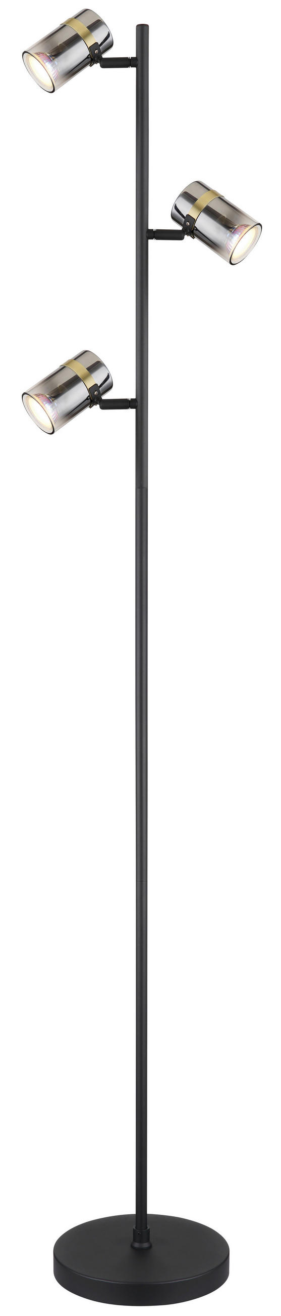 GLOBO Stehleuchte schwarz klar Metall H/D: ca. 154x23 cm GU10 3 Brennstellen