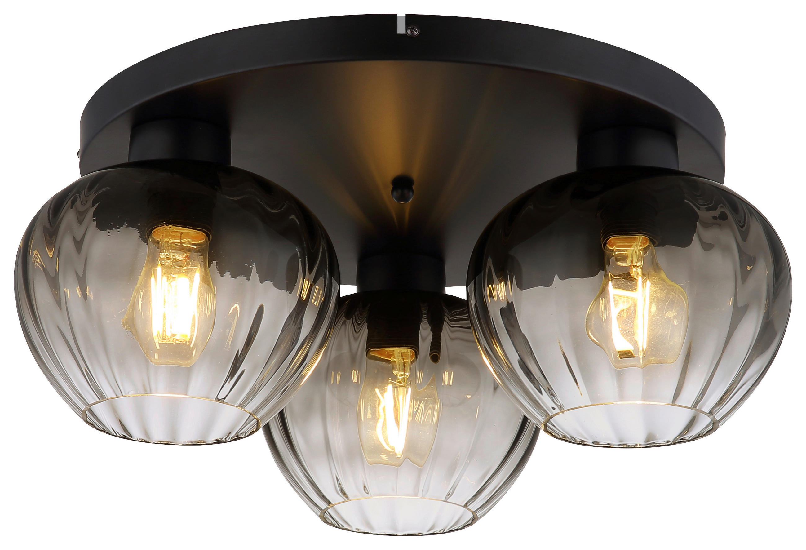GLOBO Deckenleuchte TOY 60130308 Rauch schwarz Metall Glas H/D: ca. 20,5x45 cm E27 3 Brennstellen