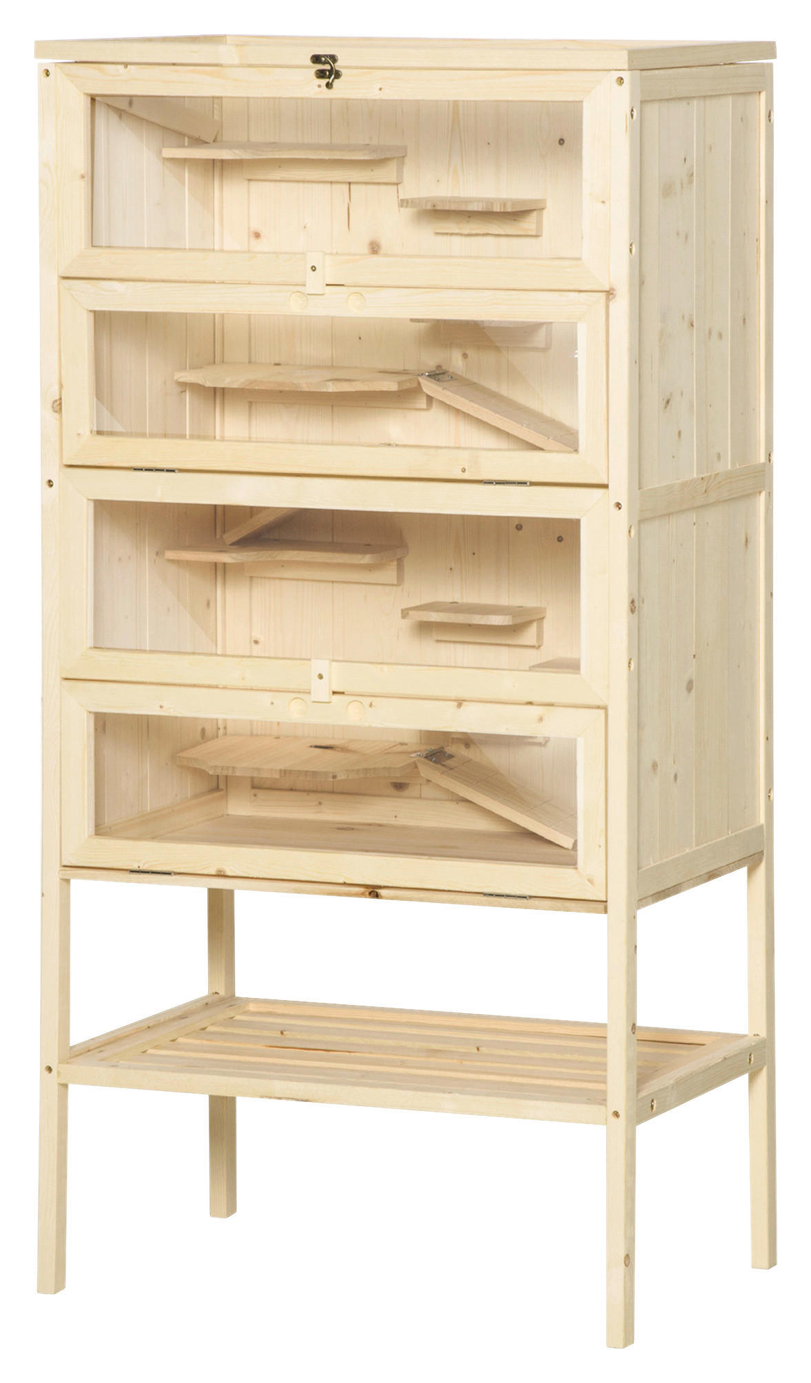 PawHut Kleintierkäfig Holzoptik Stahl B/H/L: ca. 40x120x60 cm