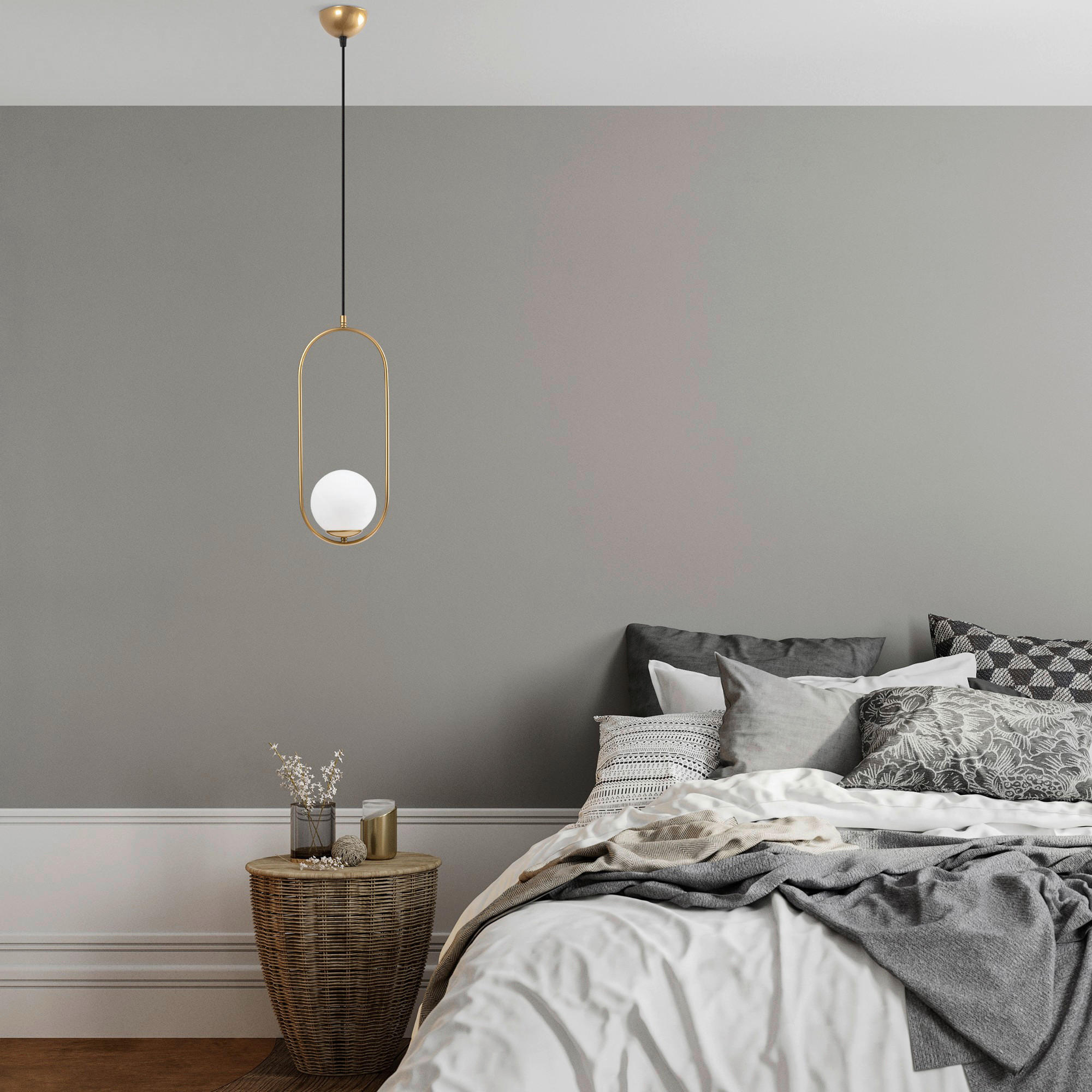 Thumbnail - Opviq Pendelleuchte Mudon gold Glas B/H/T/L/D: ca. 15x146x15x15x15 cm E27 1 Brennstellen