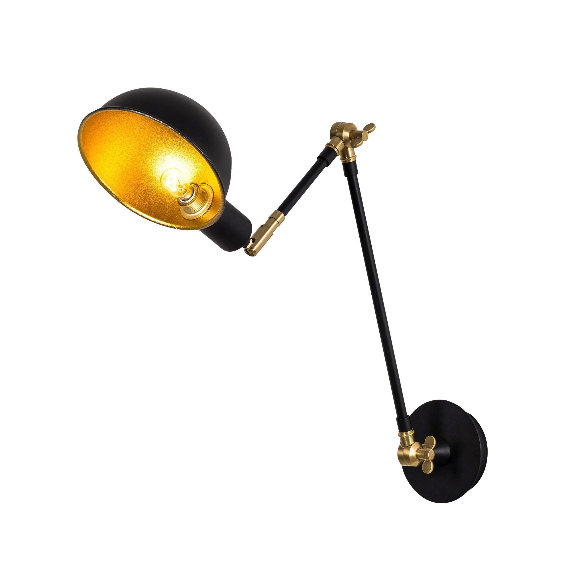 Opviq Wandleuchte gold schwarz Metall B/H/L: ca. 30x50x15 cm E27 1 Brennstellen