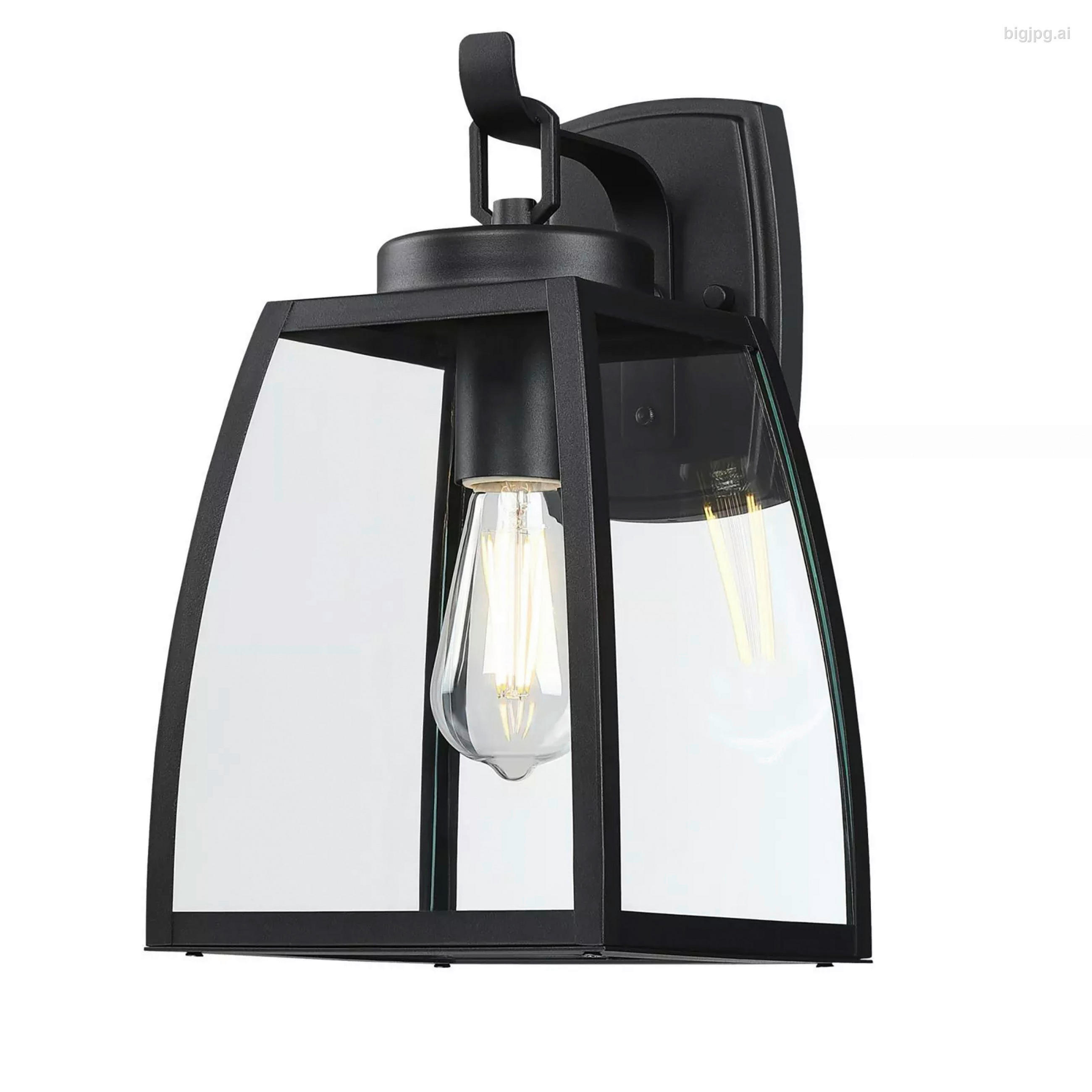 Westinghouse Außenwandleuchte Niko mattschwarz Metall Glas B/H/L: ca. 20x35x23 cm E27 1 Brennstellen