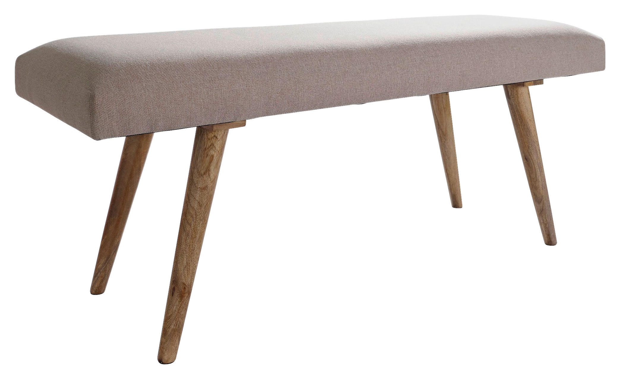 Wohnling Sitzbank beige natur Stoff Echtholz B/H/T: ca. 117x51x38 cm