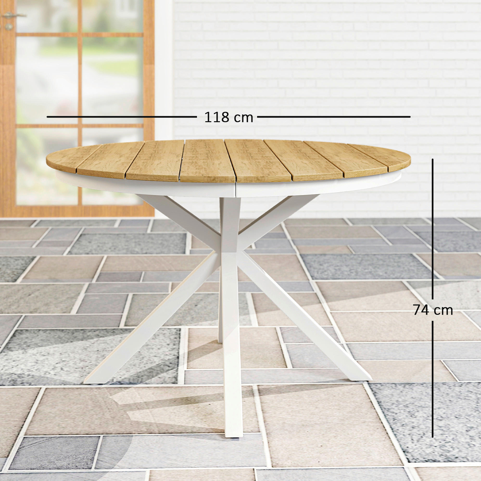 Thumbnail - Outsunny Gartentisch taupe Aluminium B/H/L: ca. 118x74x118 cm