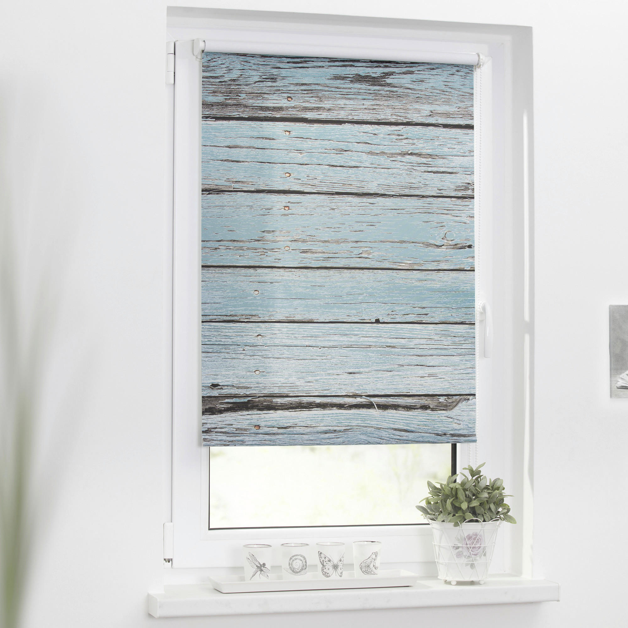 LICHTBLICK Rollo Bretter Vintage petrol B/L: ca. 60x150 cm