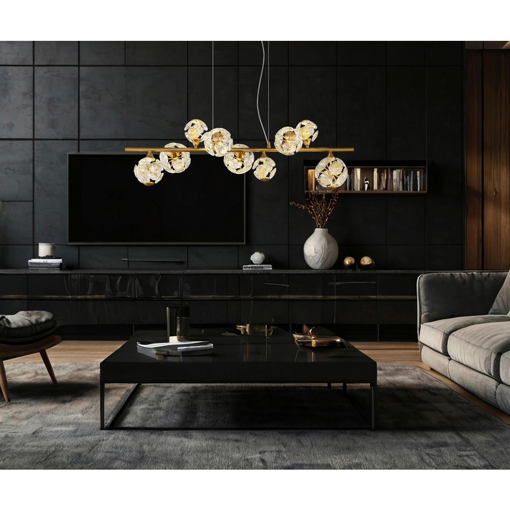 Thumbnail - GLOBO LED-Pendelleuchte gold Metall B/H/L: ca. 101x34,5x150 cm