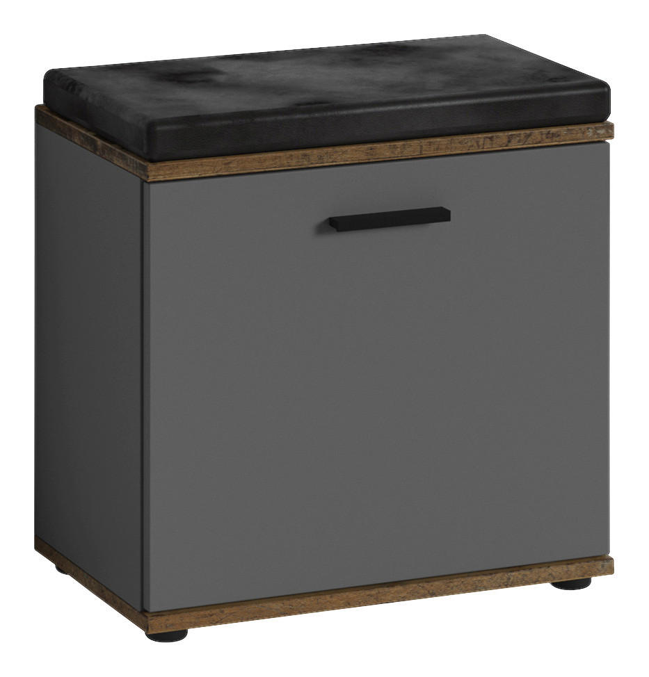 Sitzbank JAKOB schwarz anthrazit Eiche Old Wood Nachbildung B/H/T: ca. 48,5x49x30 cm