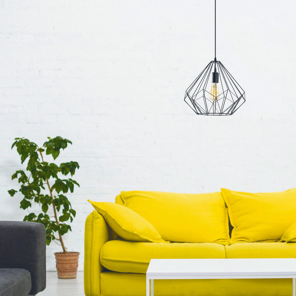 Thumbnail - Opviq Pendelleuchte Diamond schwarz Eisen B/H/T/L/D: ca. 37x129x37x37x37 cm E27 1 Brennstellen