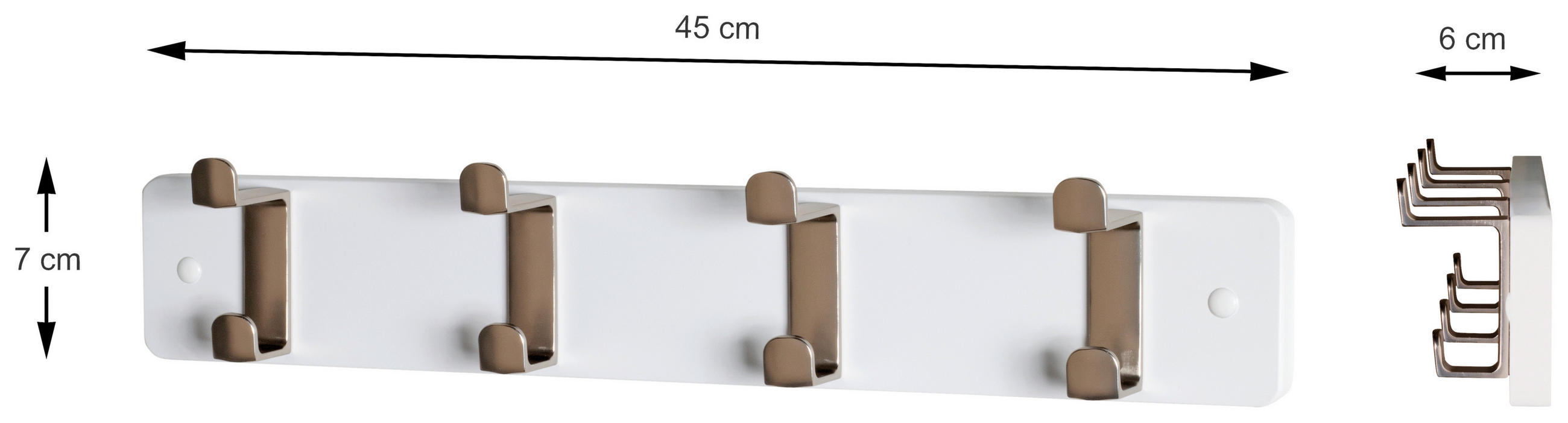 Thumbnail - Garderobenleiste  weiß Metall B/H/T: ca. 45x7x6 cm