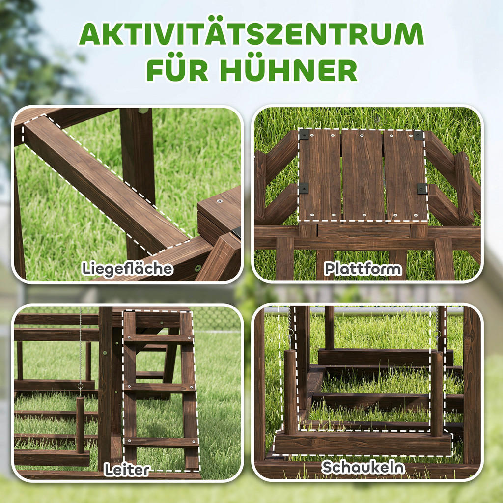 Thumbnail - PawHut Hühner-Spielgerüst kaffee Holz B/H/L: ca. 60x55x82 cm