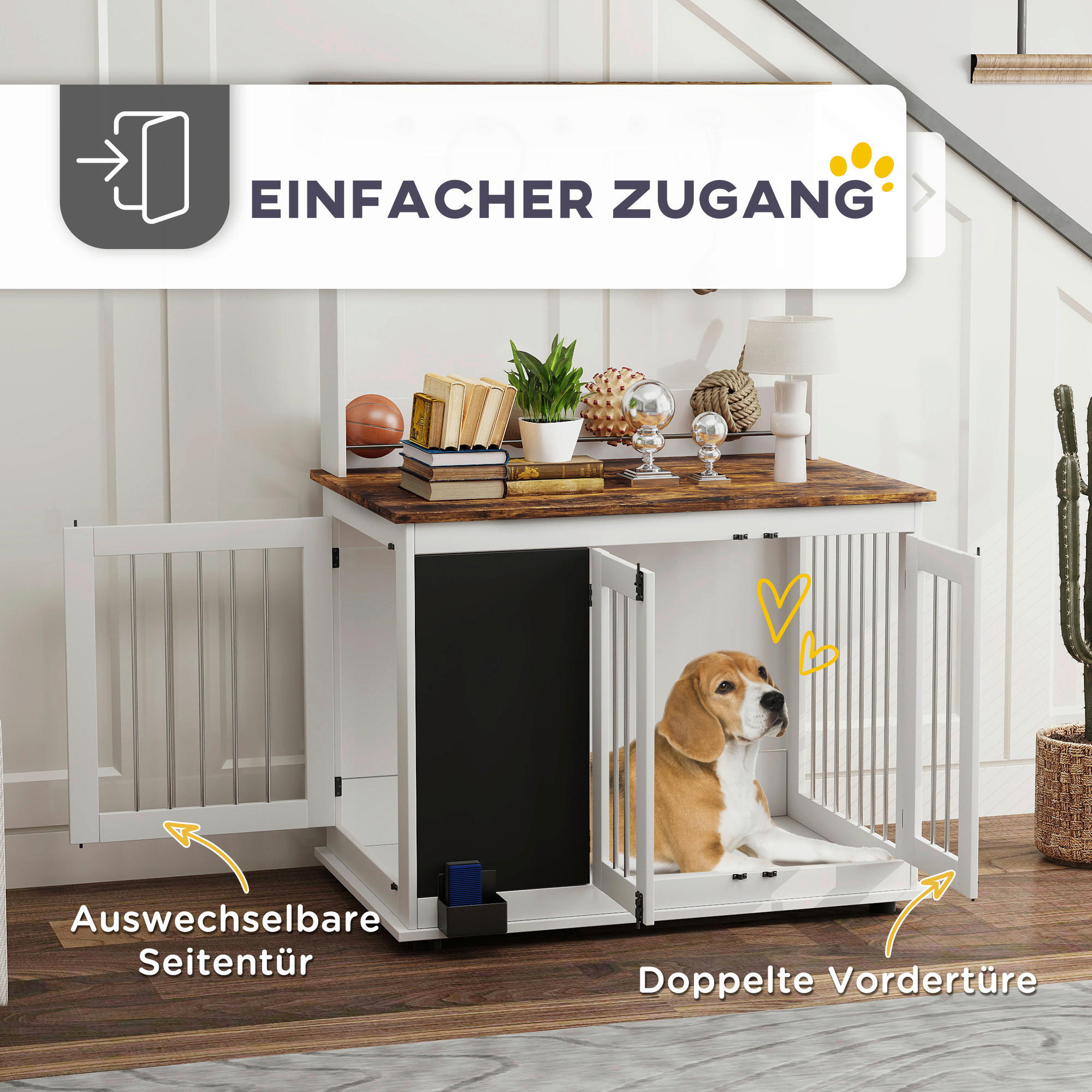 Thumbnail - PawHut Hundekäfig weiß Stahl B/H/L: ca. 65x150x98 cm