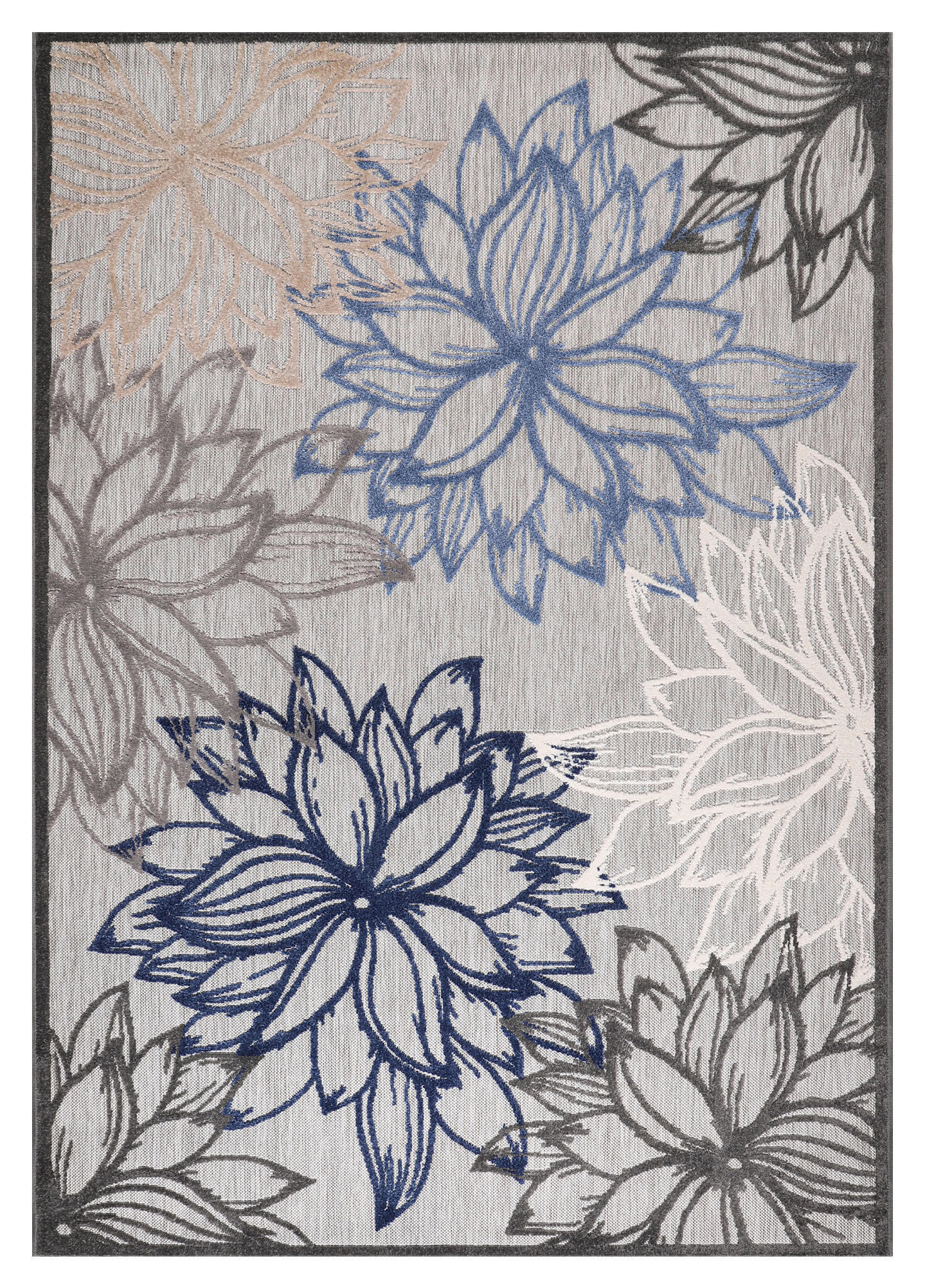 Sanat Outdoorteppich FLORAL grau B/L: ca. 80x200 cm