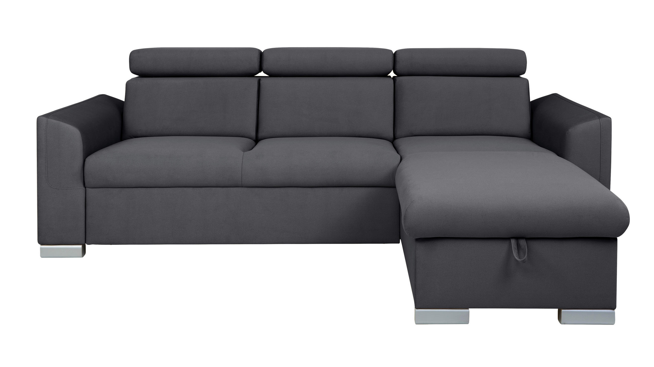 Thumbnail - Ecksofa mit Bettfunktion und Bettkasten Ashgrey Microfaser B/H/T: ca. 243x85x186 cm