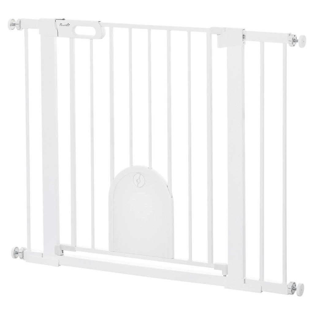 PawHut Türschutzgitter weiß Stahl B/H/L: ca. 2x76x103 cm