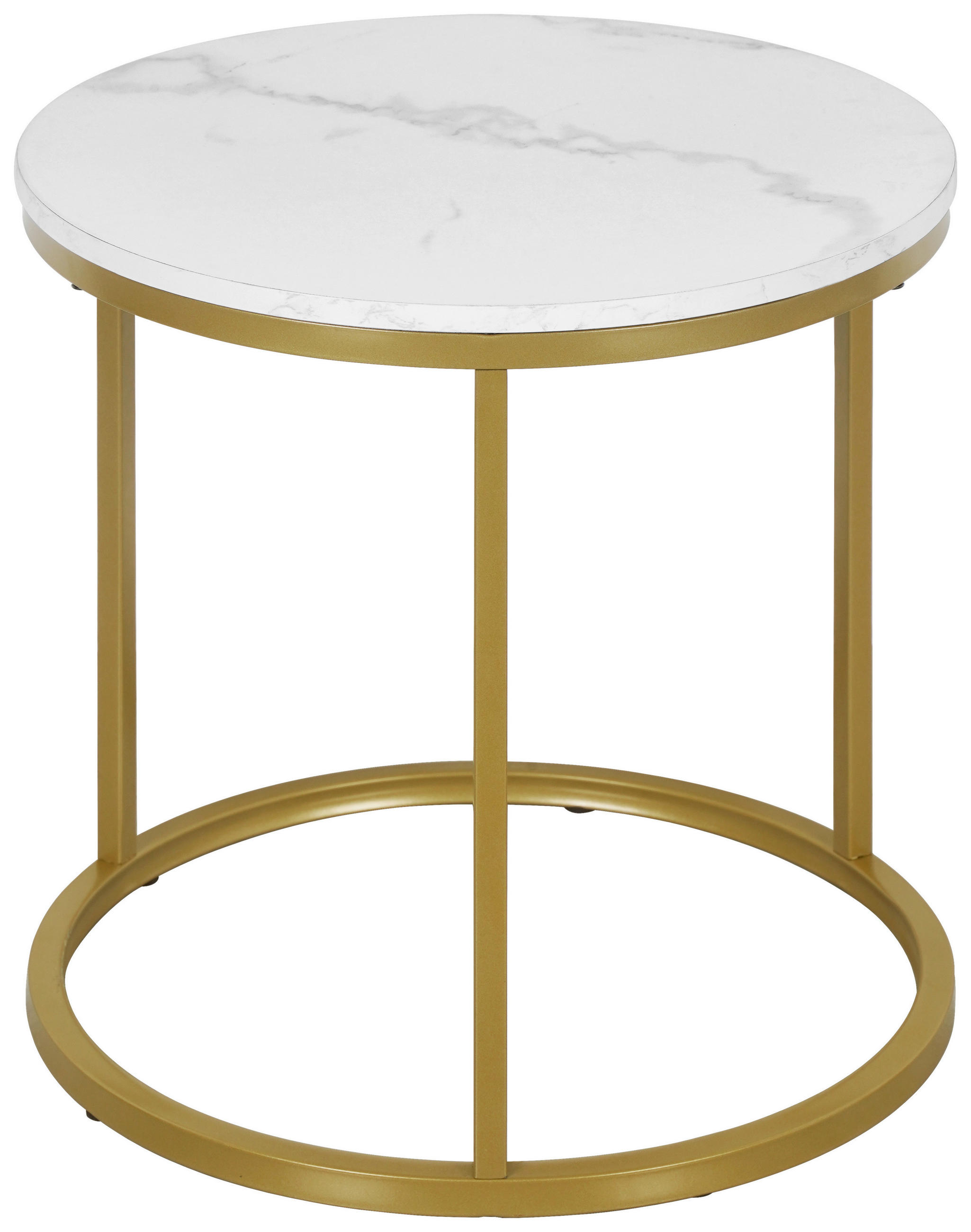 Beistelltisch Sensation Marmoroptik weiß gold D: ca. 39,5 cm