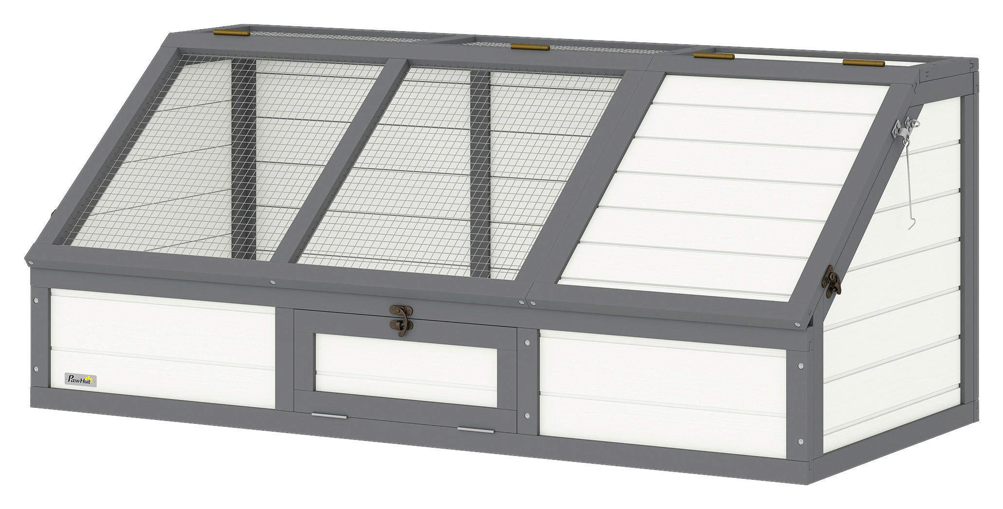 PawHut Schildkrötenhaus weiß Holz B/H/L: ca. 55x50x120 cm