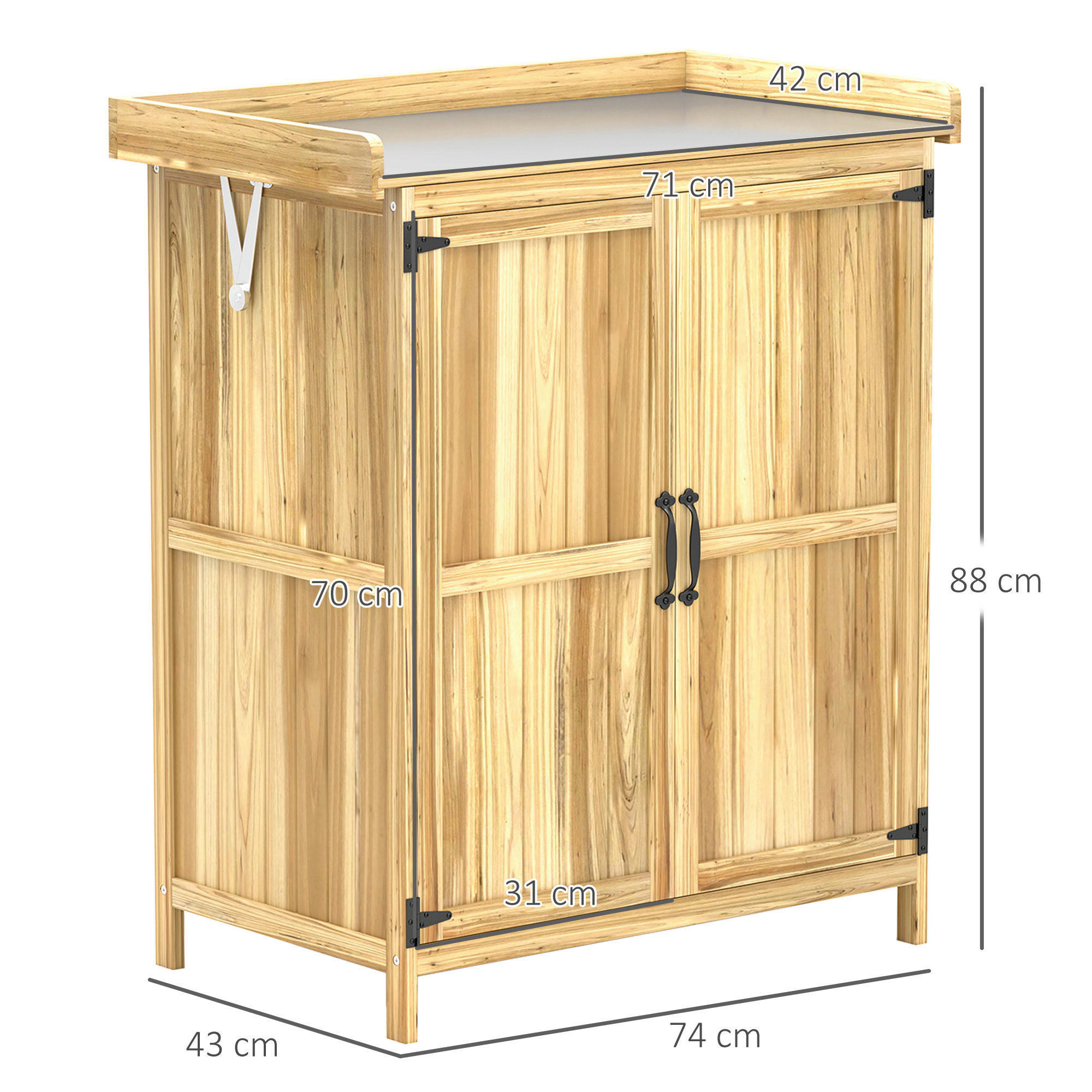 Thumbnail - Outsunny Gartenschrank Holzoptik Edelstahl B/H/L: ca. 43x88x74 cm