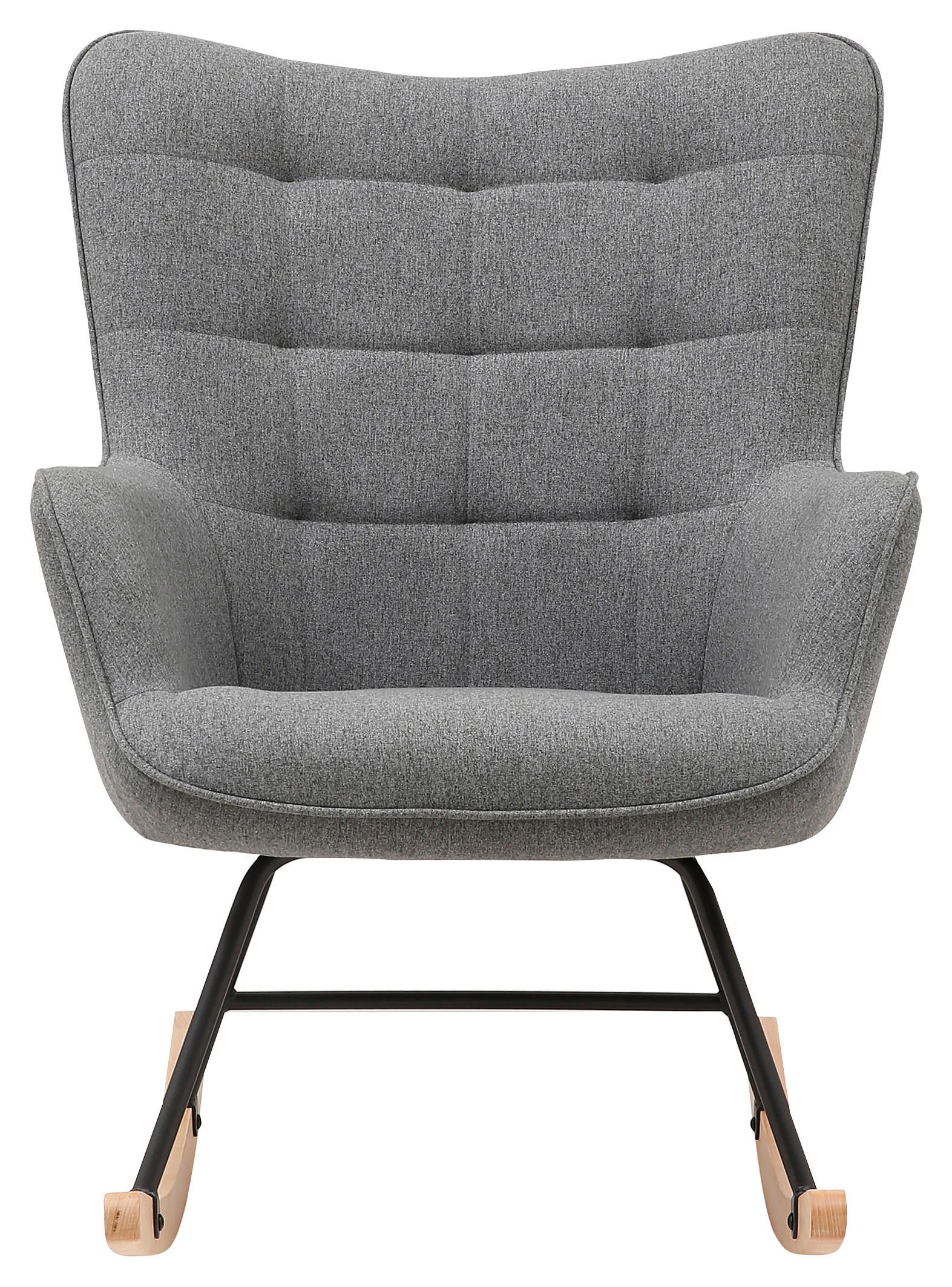 Thumbnail - byLIVING Schaukelstuhl RICHIE grau schwarz natur Webstoff Metall Buche B/H/T: ca. 72x92x92 cm