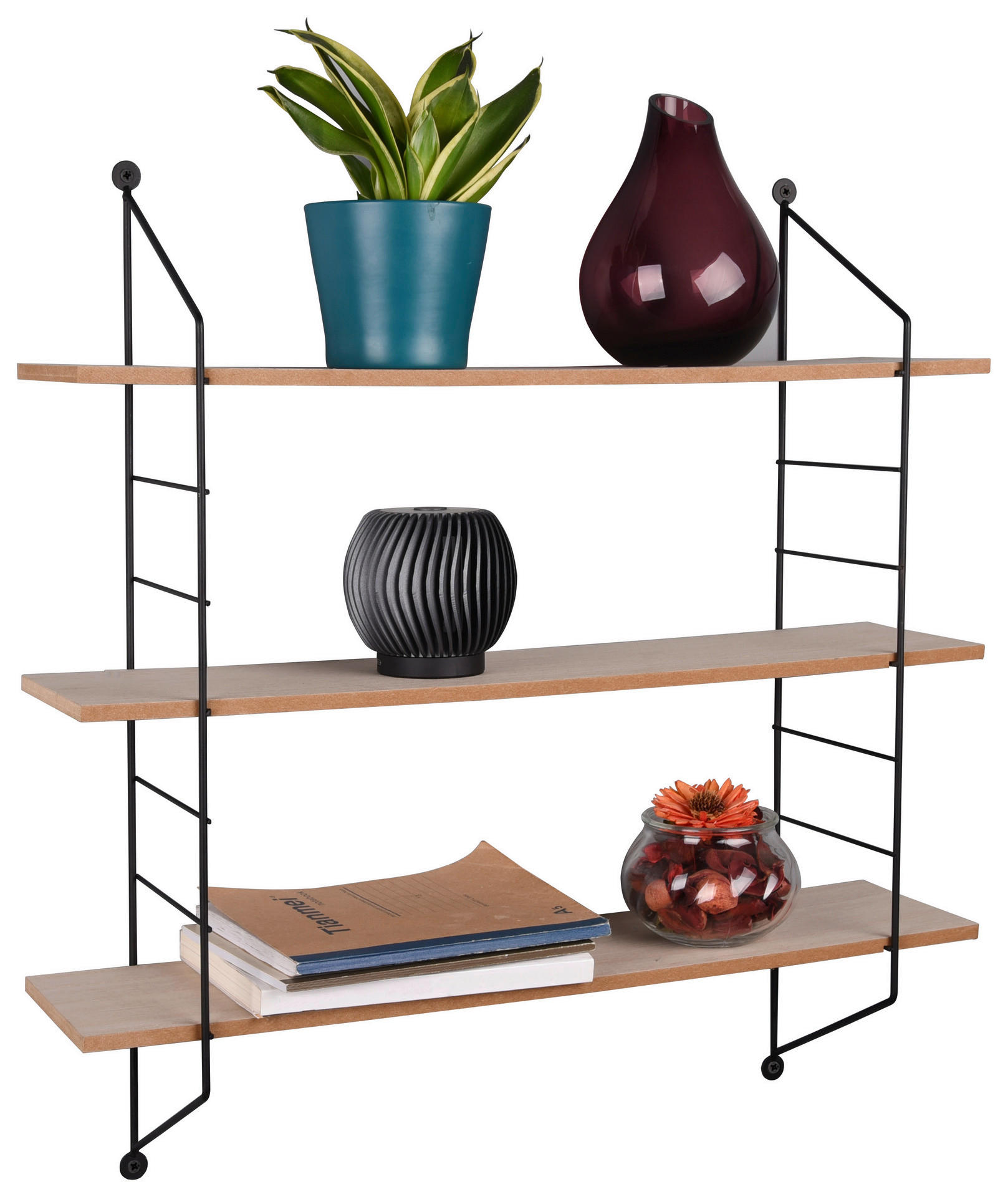 Thumbnail - Wandregal Ella schwarz B/H/T: ca. 60x62x15 cm