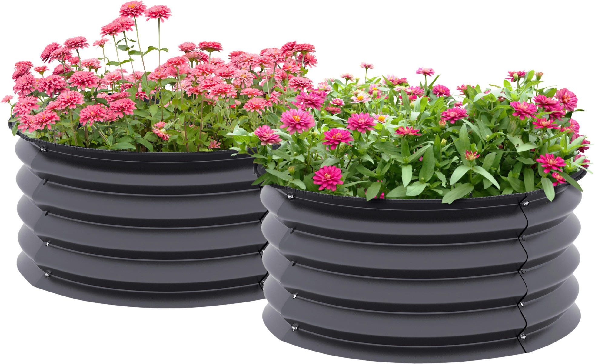 Outsunny Hochbeet 2er Set dunkelgrau Stahl B/H/L: ca. 60x30x60 cm