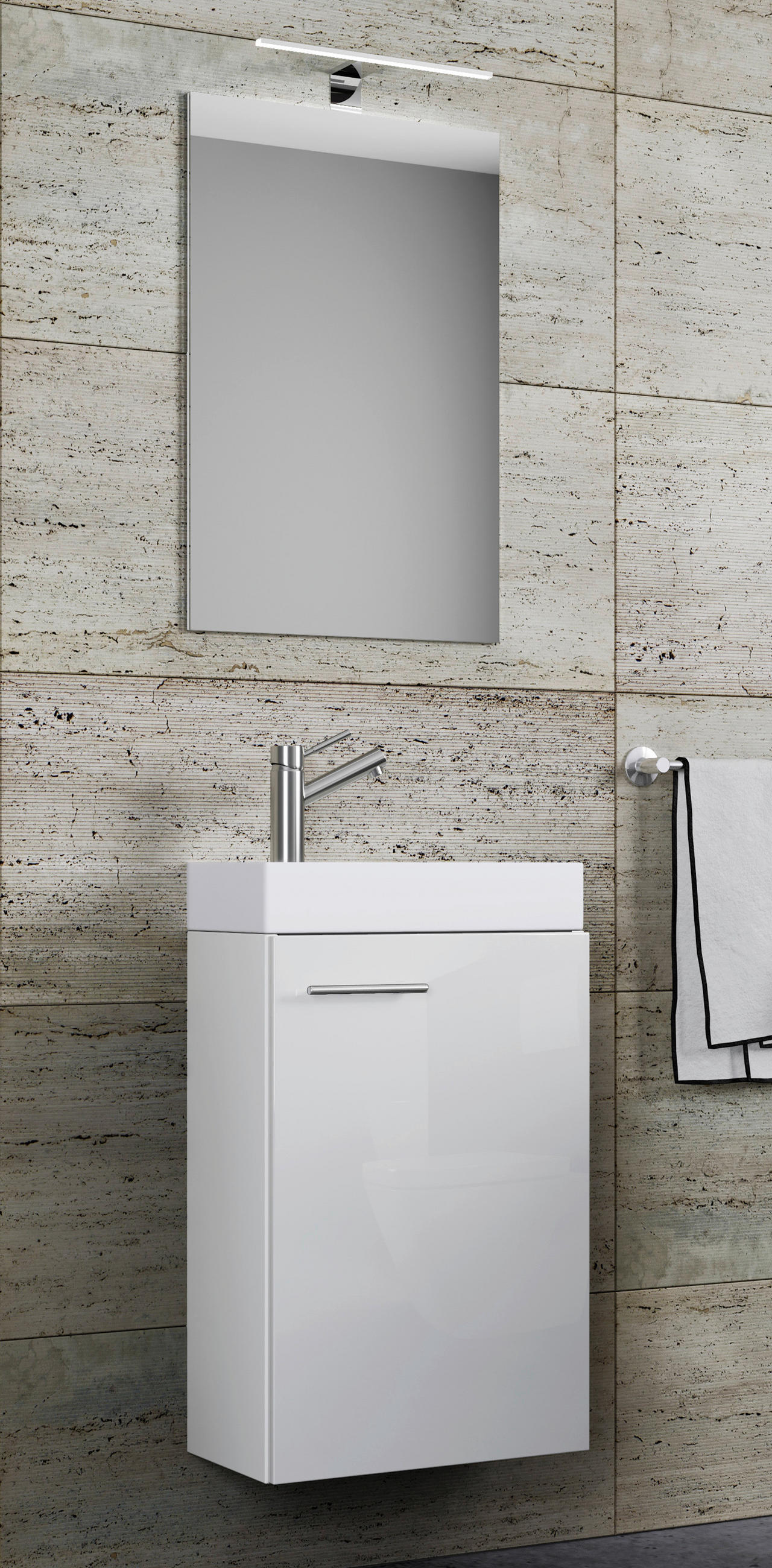 Thumbnail - Waschplatz 4tlg-Slito weiß B/H/T: ca. 41x69,5x22 cm