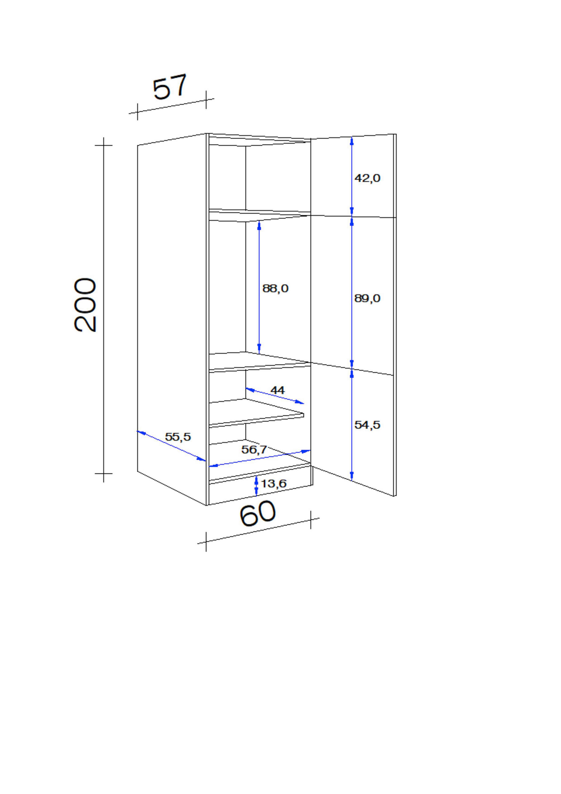 Thumbnail - Kühlumbauschrank Vita weiß matt B/H/T: ca. 60x200x57 cm