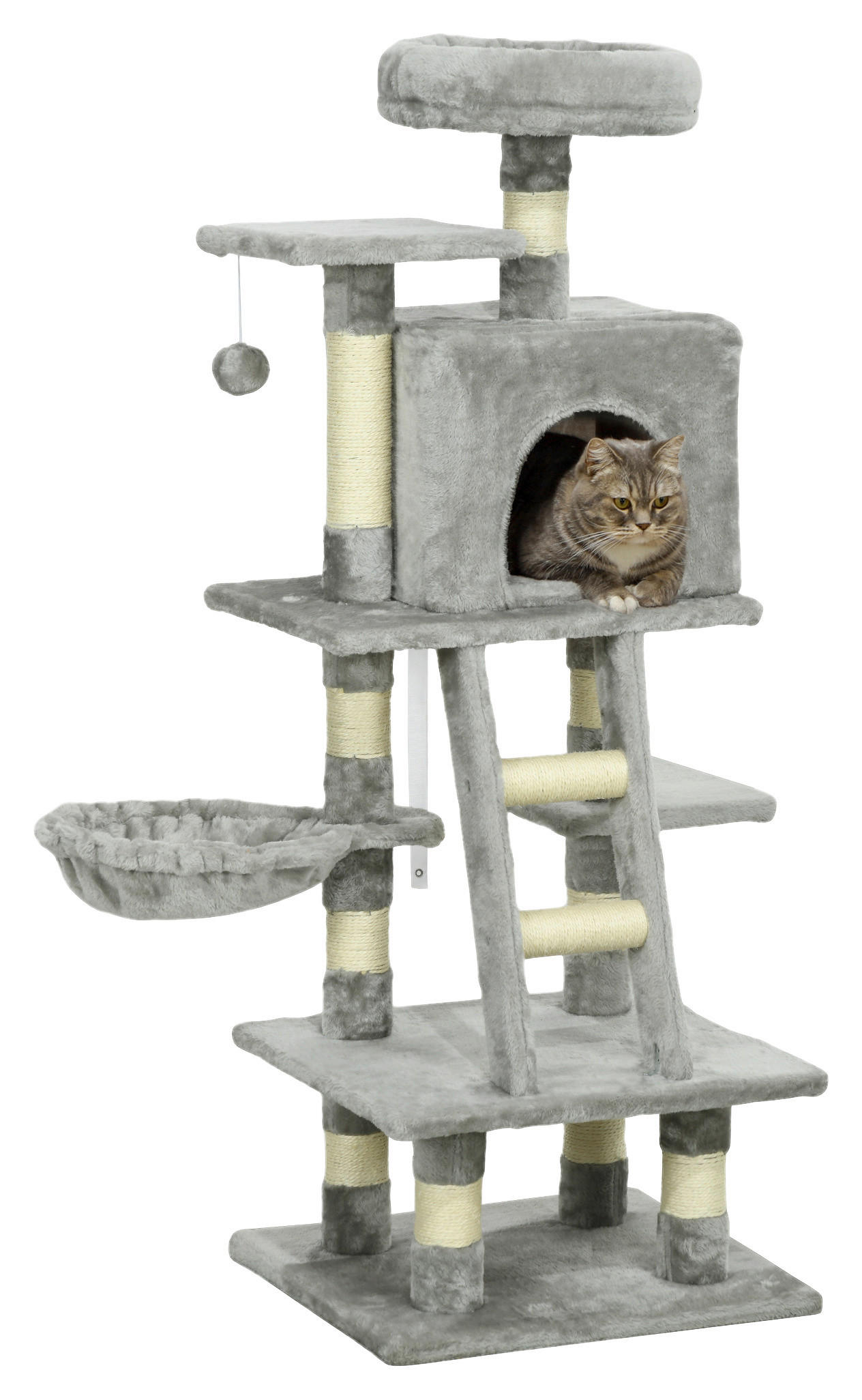 PawHut Kratzbaum grau Plüsch B/H/L: ca. 44x132x49 cm