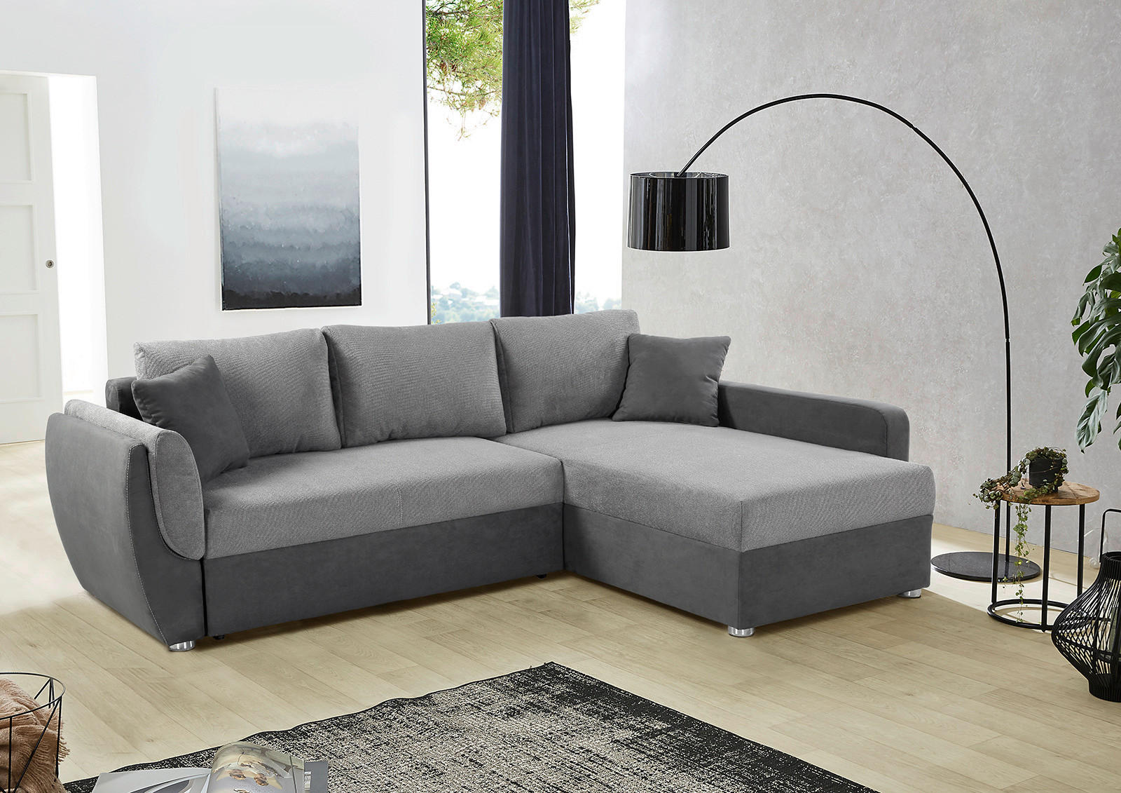 Thumbnail - Ecksofa mit Bettfunktion und Bettkasten grau anthrazit B/H/T: ca. 247x82x178 cm