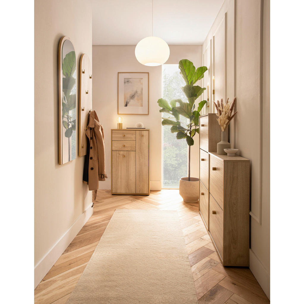 Thumbnail - Schuhkipper Flora, 3er Eiche Nachbildung B/H/T: ca. 59,8x122x19,55 cm