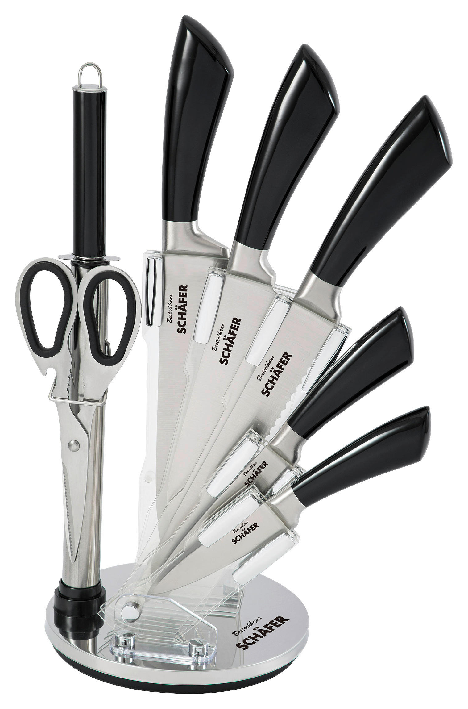 SCHÄFER Messerblock schwarz Edelstahl 8 tlg.