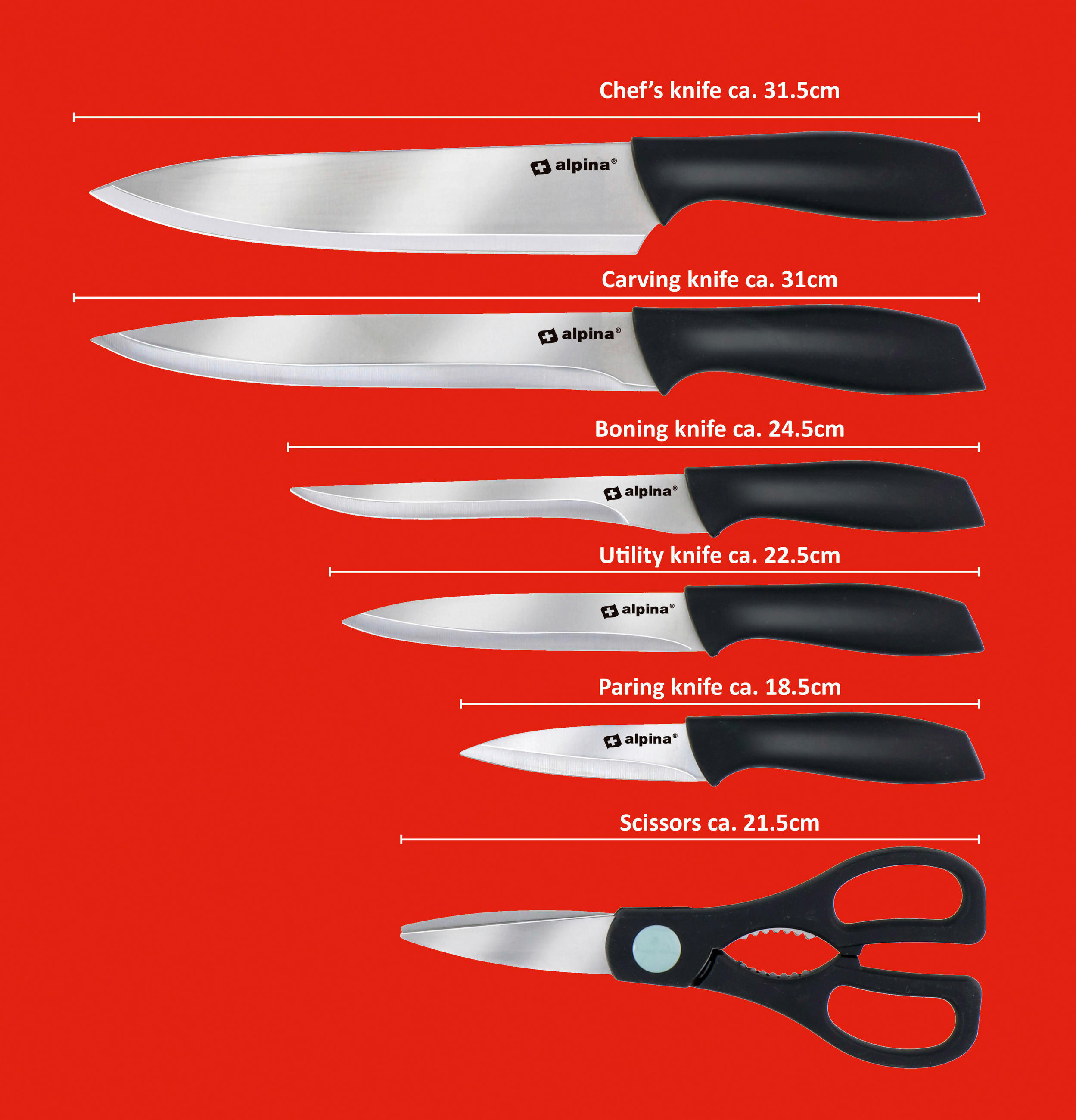 Thumbnail - Messerset schwarz Edelstahl 8 tlg.