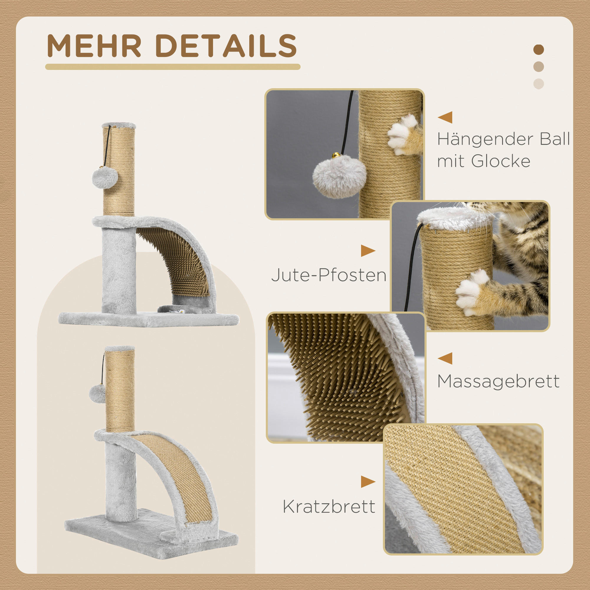 Thumbnail - PawHut Kratzbaum grau Polyester B/H/L: ca. 24x43x34 cm