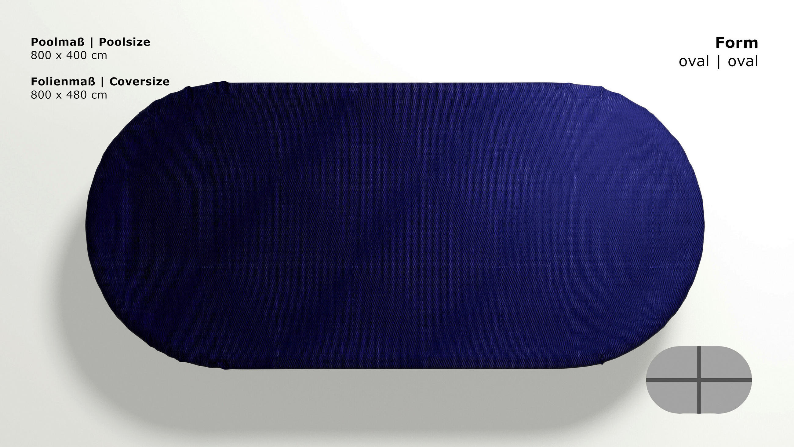 Thumbnail - Grasekamp Abdeckplane für Pool oval royalblau Kunststoff B/L: ca. 400x800 cm