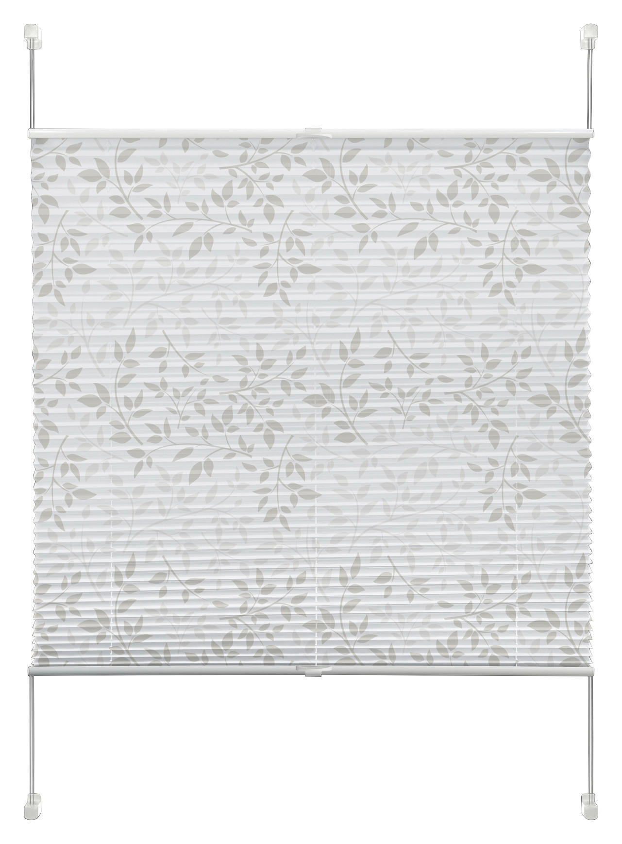 Thumbnail - Spannplissee Blätter taupe B/L: ca. 50x130 cm