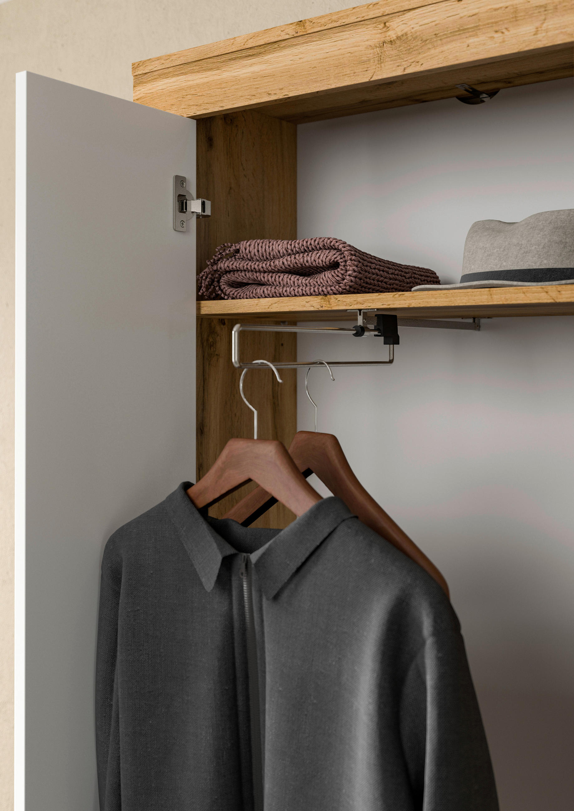 Thumbnail - Garderobe JAM Eiche Wotan Nachbildung weiß B/H/T: ca. 184x191x35 cm