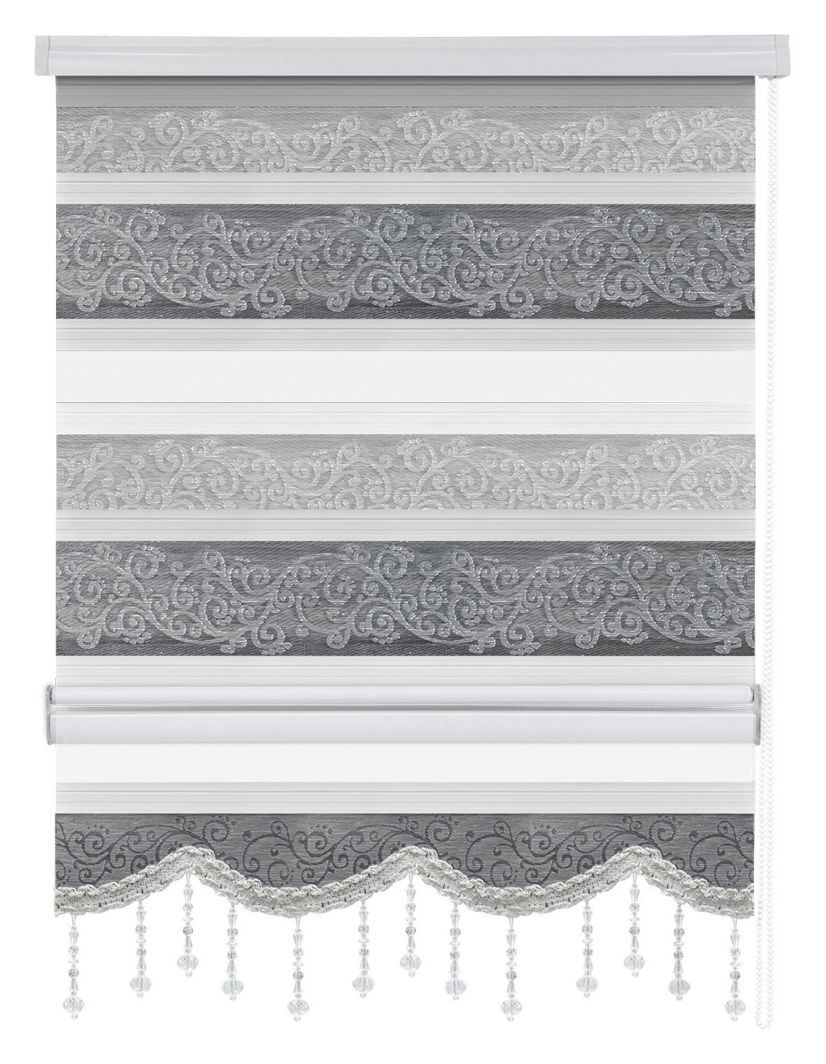 Thumbnail - Doppelrollo Djerba silber B/L: ca. 80x160 cm