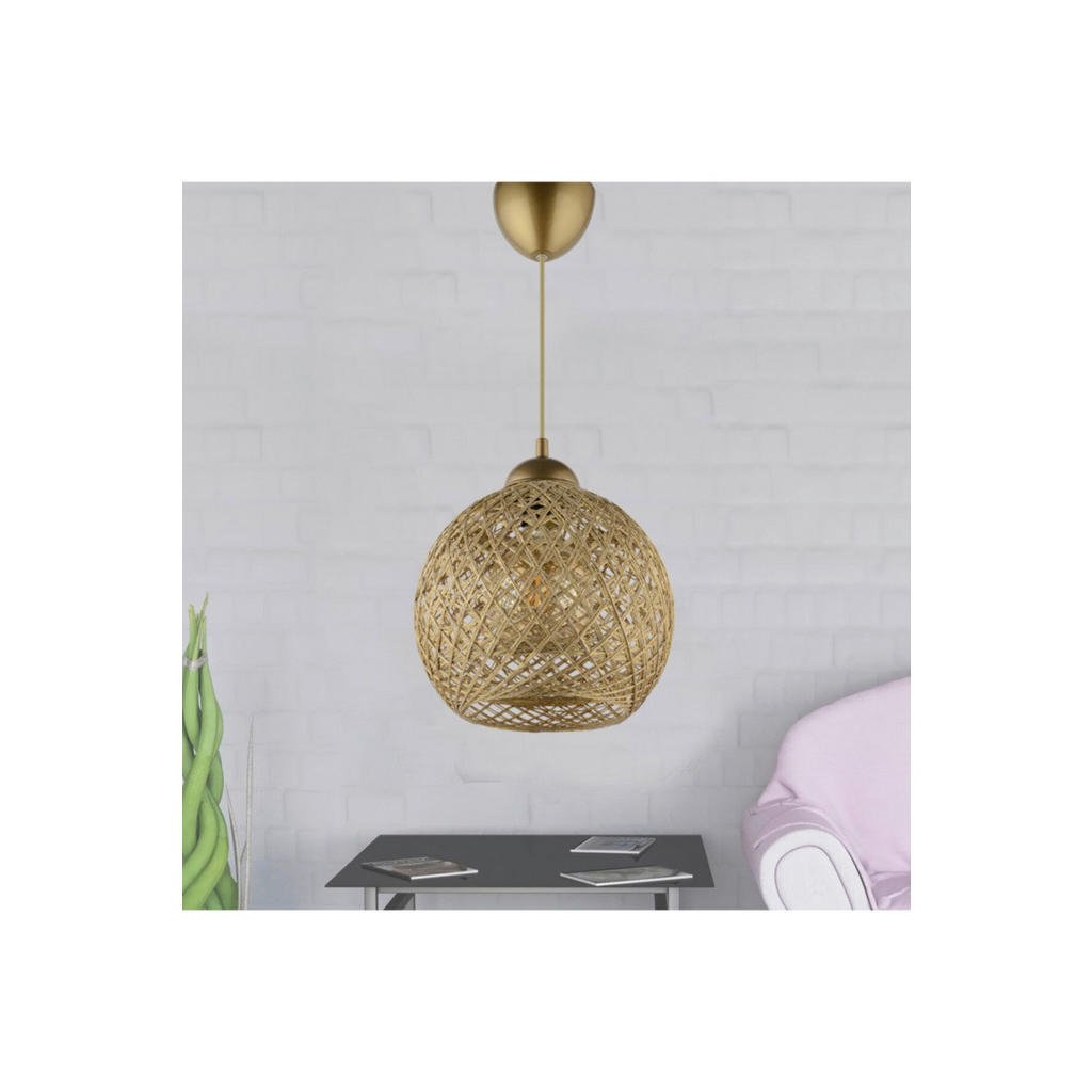 Thumbnail - Opviq Pendelleuchte gold Baumwolle B/H/T/L/D: ca. 22x54x22x22x22 cm E27 1 Brennstellen