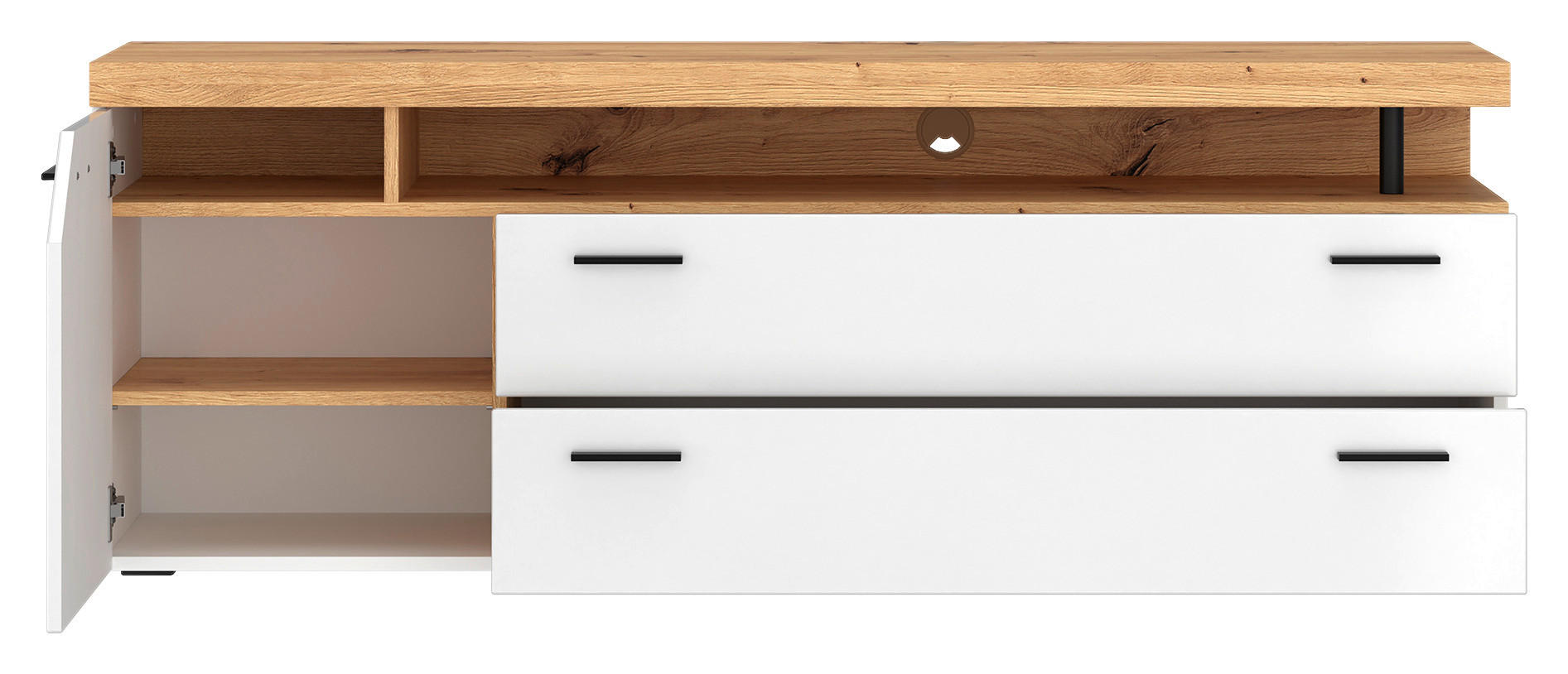 Thumbnail - TV-Lowboard Nico Eiche Artisan Nachbildung weiß B/H/T: ca. 160x59x40 cm